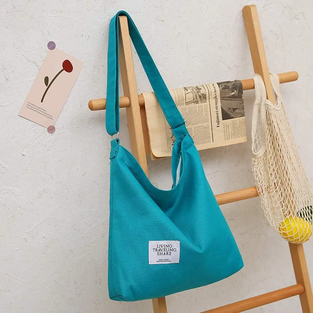 Covelin Women's Retro Large Size Canvas Shoulder Bag Hobo Crossbody Handbag Casual Tote