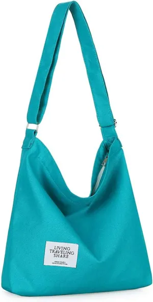 Covelin Women's Retro Large Size Canvas Shoulder Bag Hobo Crossbody Handbag Casual Tote