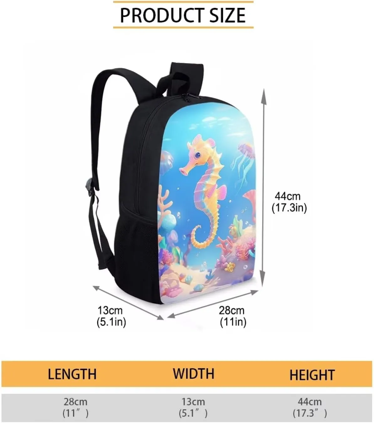 Cozeyat Cartoon Sea Horse Backpack for Girls 3Rd Grade Kids Bookbag for Girls Ages 6-8 Lightweight School Bag for Elementary Students Back to School Children Casual Travel Daypacks