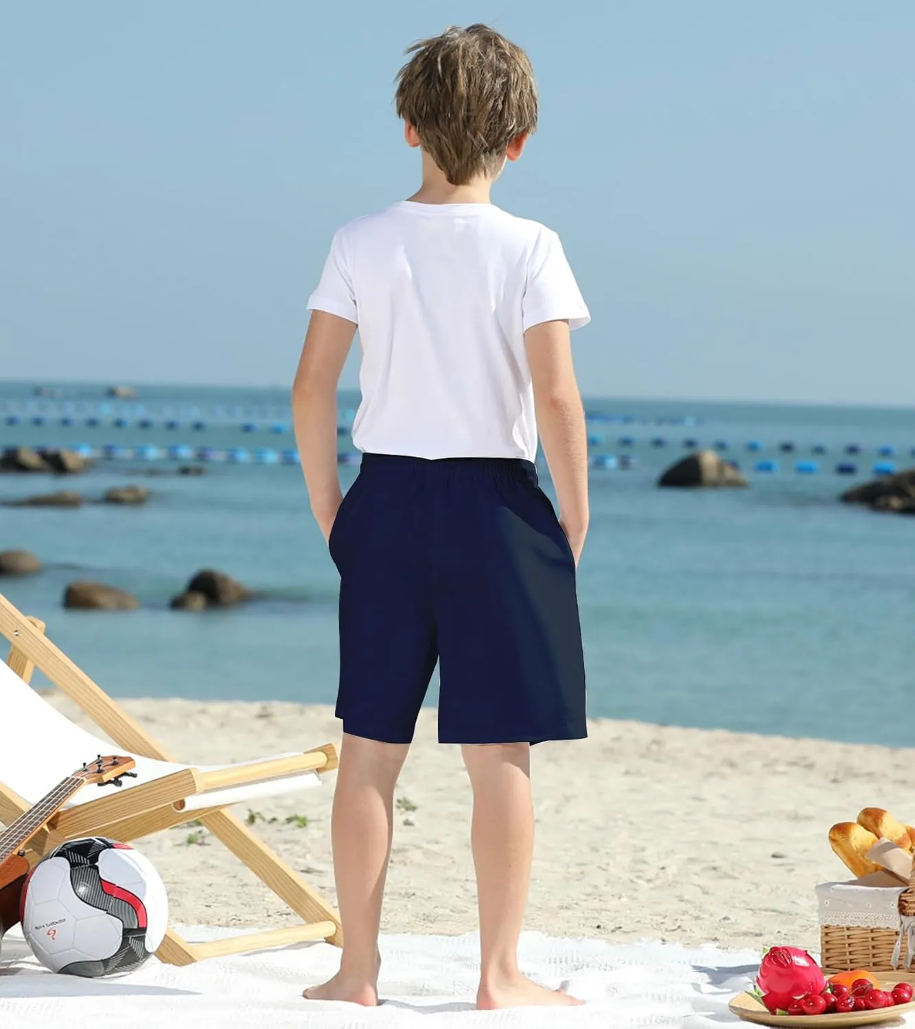 Cozople Boys Swim Trunks Quick Dry Bathing Suits Compression Liner Swim Shorts Swimwear 7-20 Years