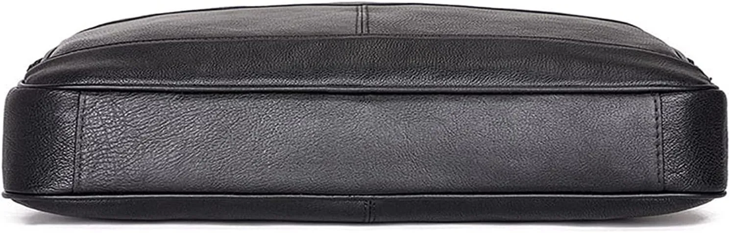 Crazy Horse Leather 15.6" Laptop Briefcase Business Office Shoulder Handbags Retro Cross-Body Messenger Tote Bag