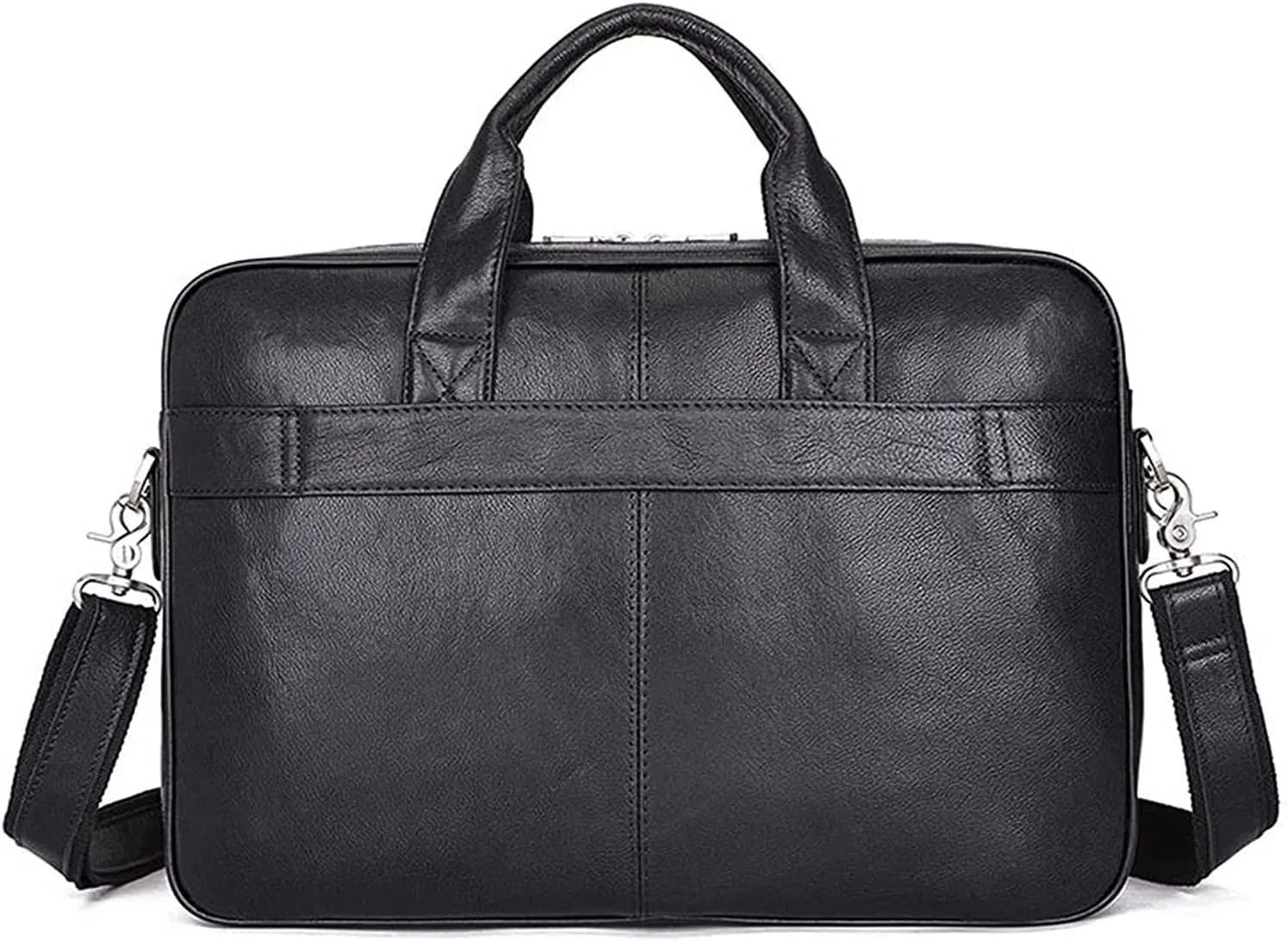 Crazy Horse Leather 15.6" Laptop Briefcase Business Office Shoulder Handbags Retro Cross-Body Messenger Tote Bag