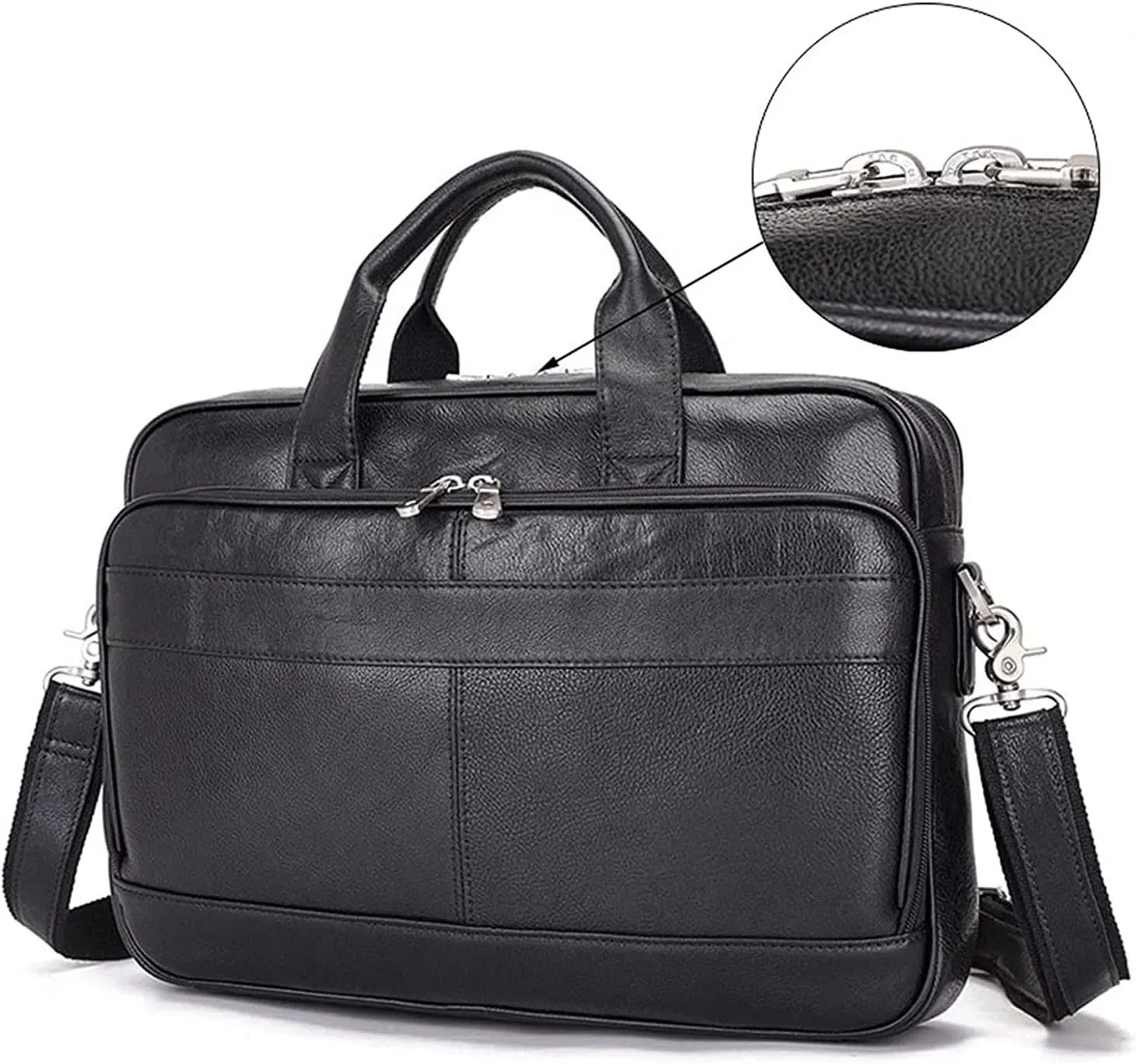 Crazy Horse Leather 15.6" Laptop Briefcase Business Office Shoulder Handbags Retro Cross-Body Messenger Tote Bag