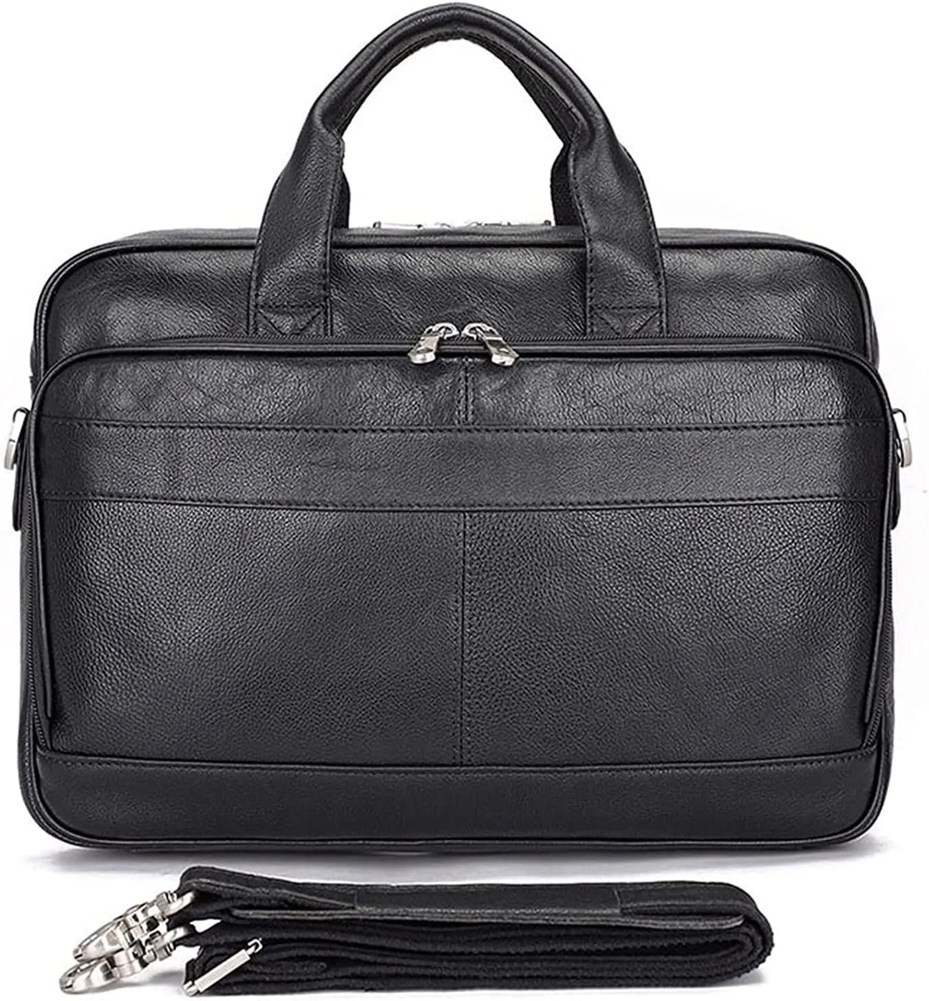 Crazy Horse Leather 15.6" Laptop Briefcase Business Office Shoulder Handbags Retro Cross-Body Messenger Tote Bag