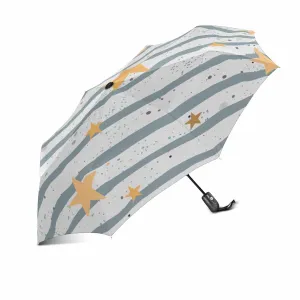 Creative sandy beach starts pattern automatic umbrella foldable with totes