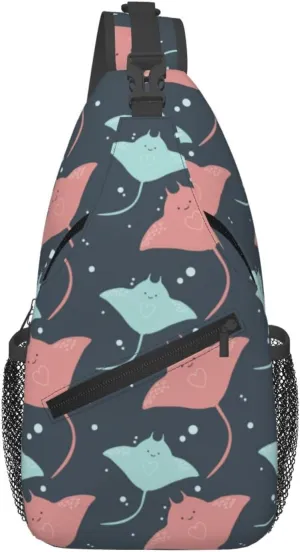 Cross Body Sling Bag For Women Men Cute Stingray Crossbody Bag Anti Theft Chest Bag Shoulder Backpack Travel Hiking Daypack Large Sling Cross Body Bag