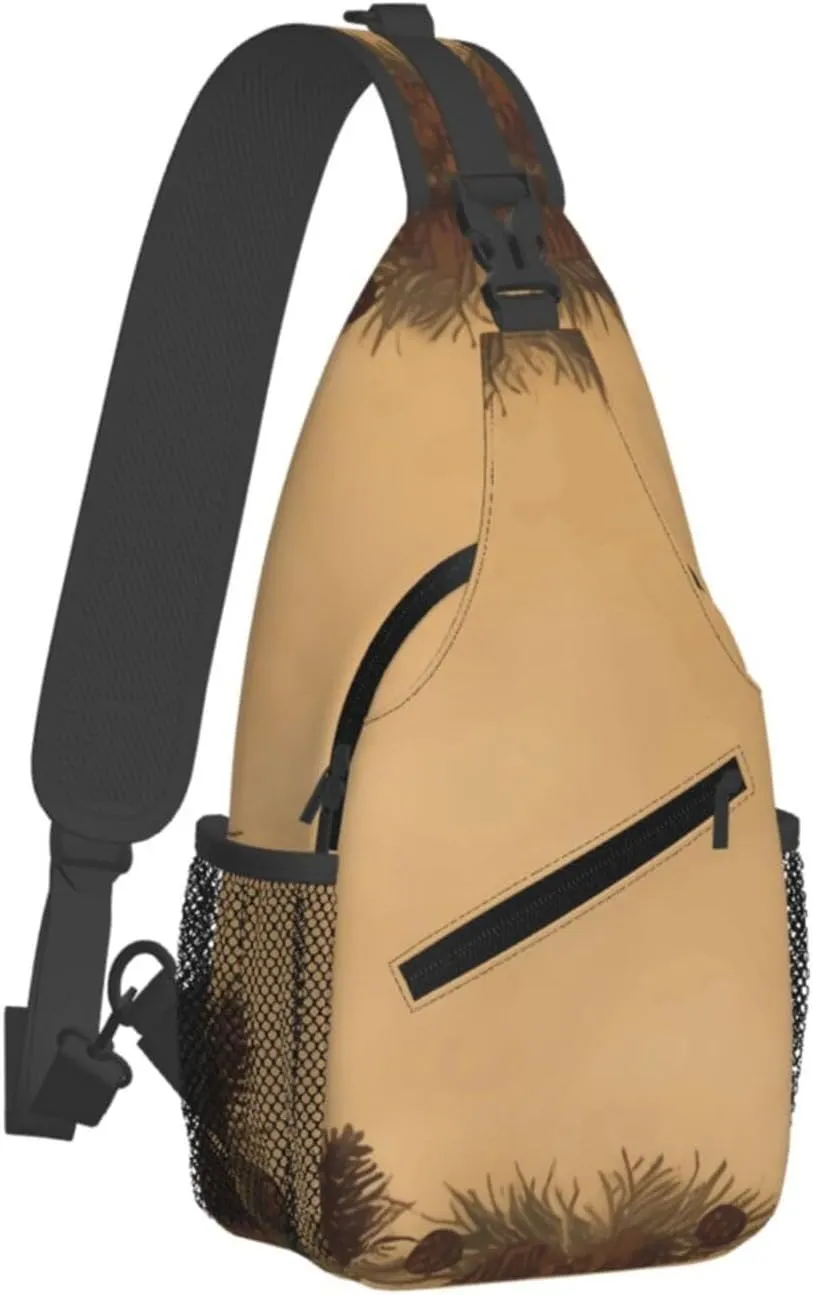 Cross Chest Bag Diagonally Sling Backpack Crossbody Shoulder Bag Polar Bears Northern Lights Sling Bag Travel Hiking Daypack