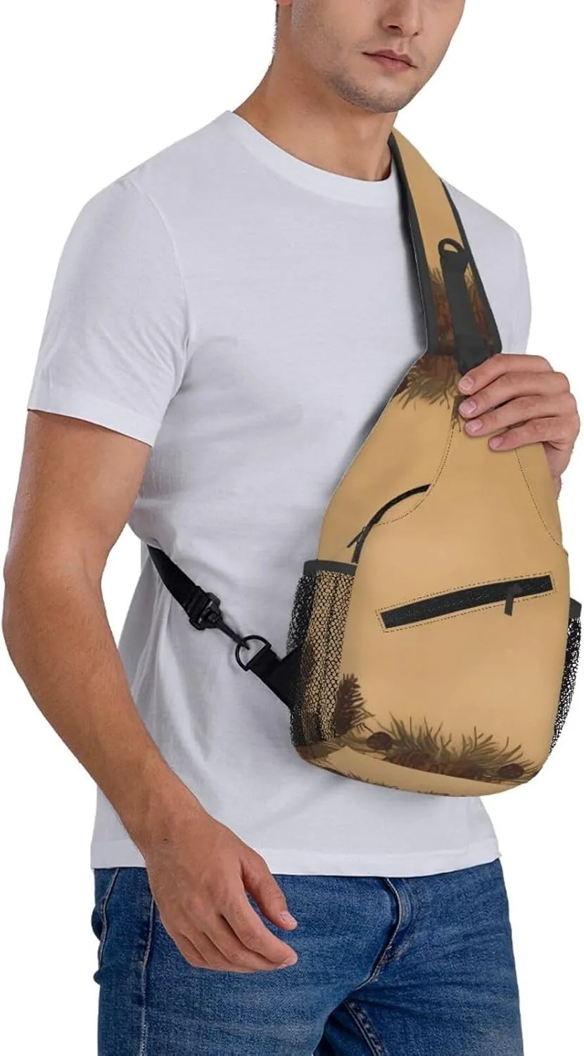 Cross Chest Bag Diagonally Sling Backpack Crossbody Shoulder Bag Polar Bears Northern Lights Sling Bag Travel Hiking Daypack