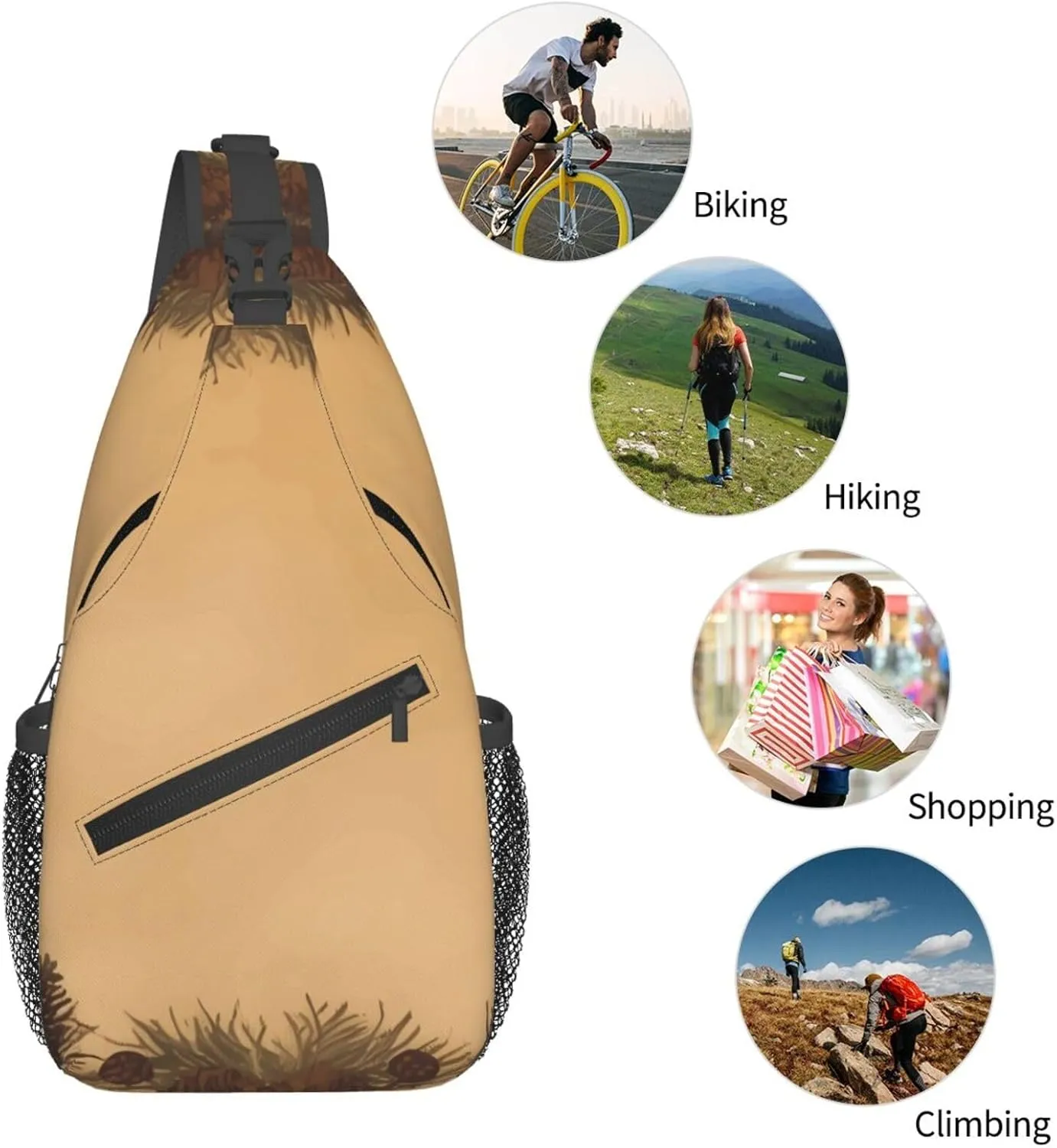 Cross Chest Bag Diagonally Sling Backpack Crossbody Shoulder Bag Polar Bears Northern Lights Sling Bag Travel Hiking Daypack