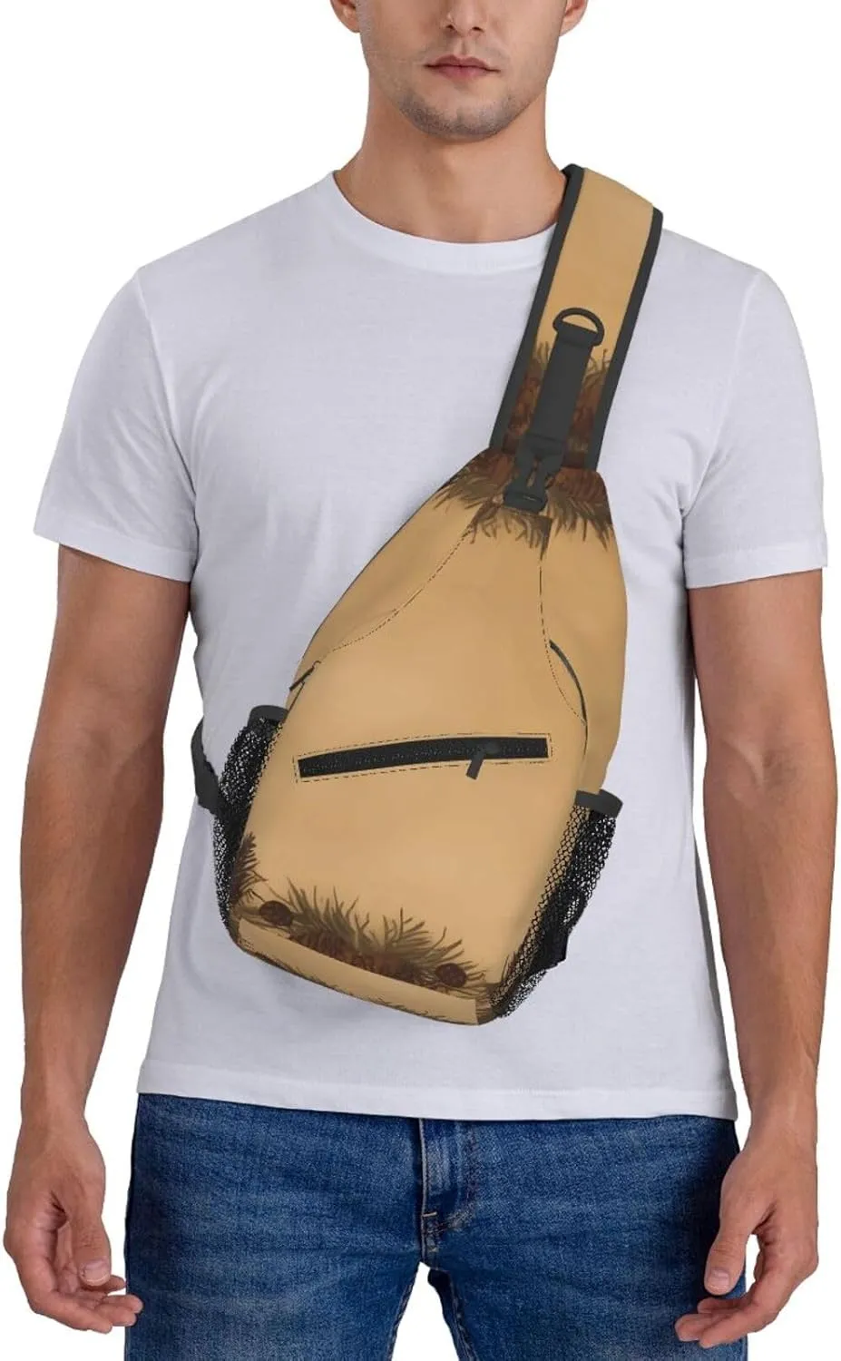 Cross Chest Bag Diagonally Sling Backpack Crossbody Shoulder Bag Polar Bears Northern Lights Sling Bag Travel Hiking Daypack