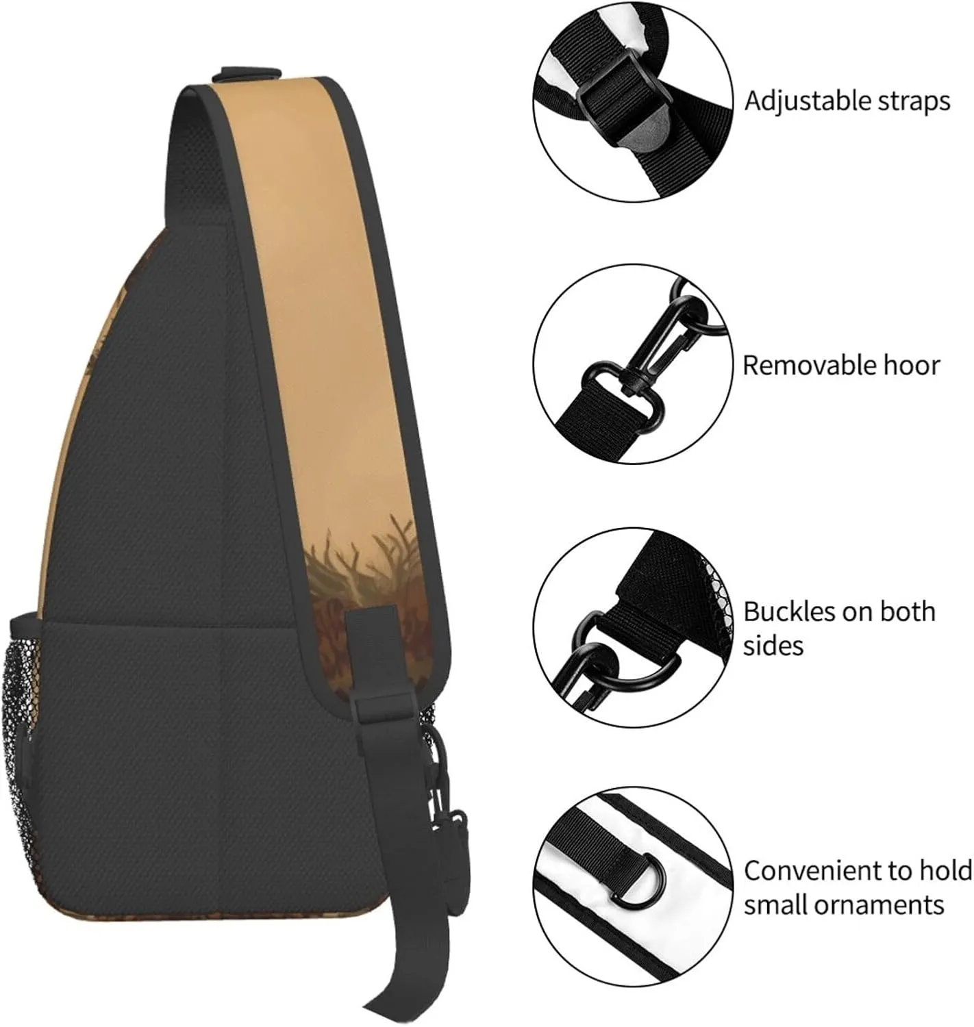 Cross Chest Bag Diagonally Sling Backpack Crossbody Shoulder Bag Polar Bears Northern Lights Sling Bag Travel Hiking Daypack