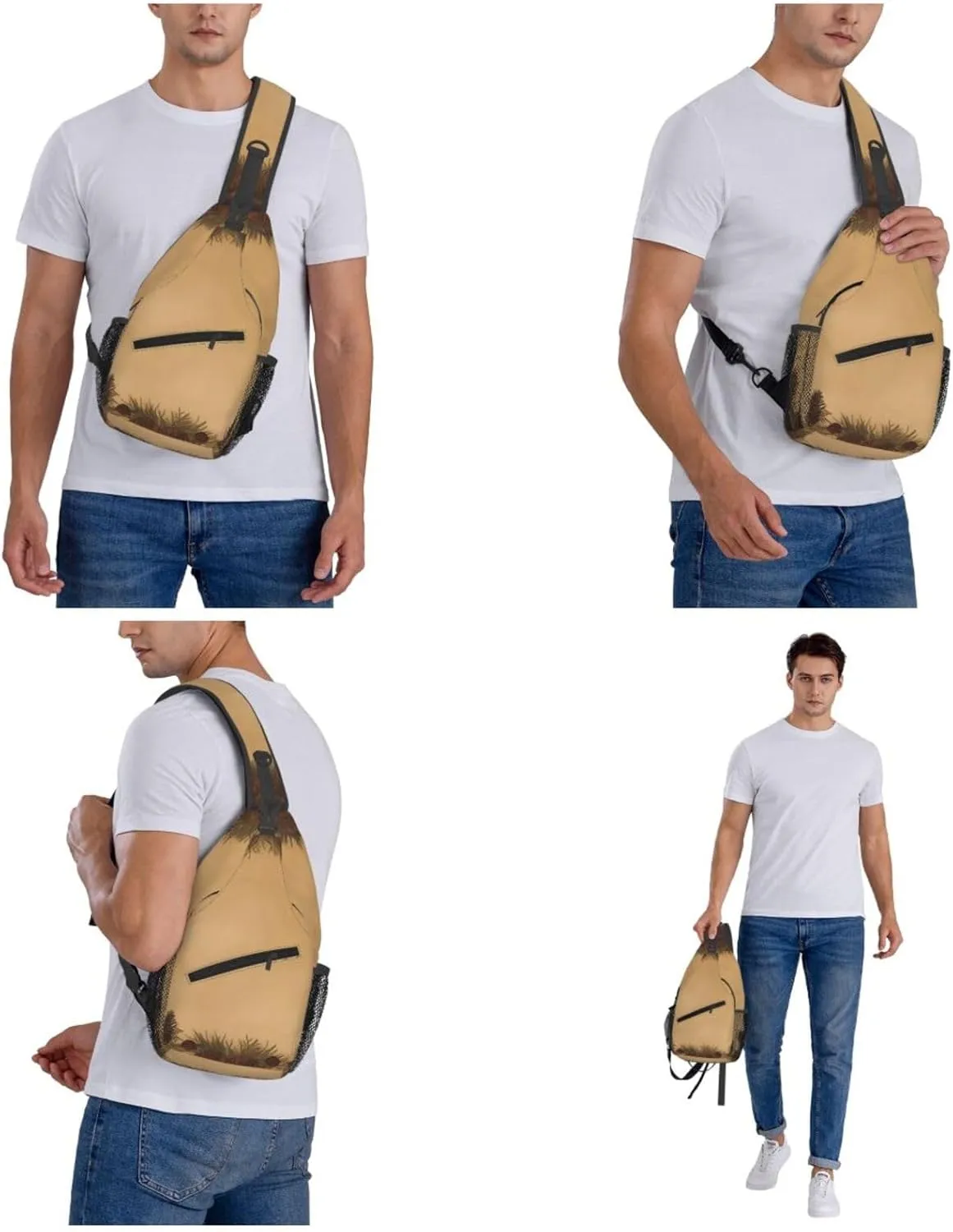 Cross Chest Bag Diagonally Sling Backpack Crossbody Shoulder Bag Polar Bears Northern Lights Sling Bag Travel Hiking Daypack