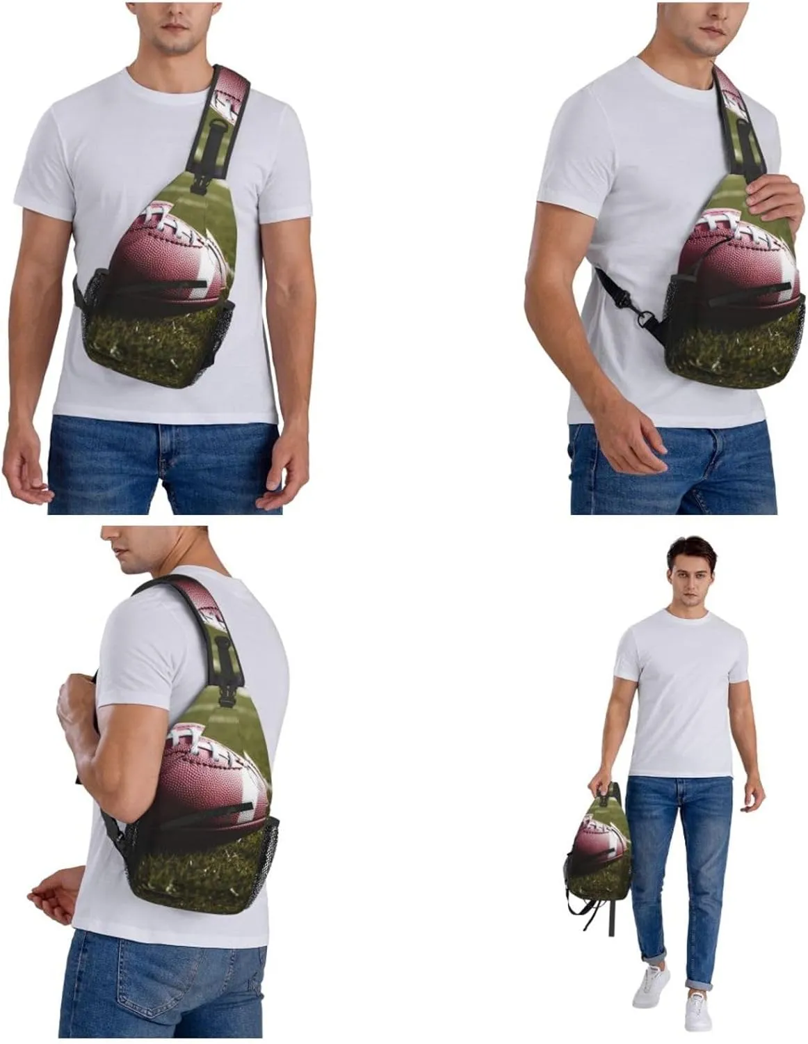 Cross Chest Bag Sling Backpack American Football Sling Bag Crossbody Shoulder Bag Travel Hiking Daypack