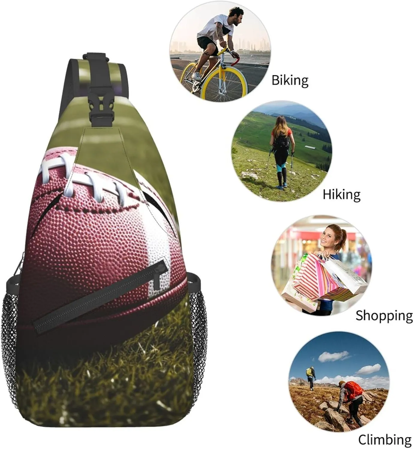 Cross Chest Bag Sling Backpack American Football Sling Bag Crossbody Shoulder Bag Travel Hiking Daypack