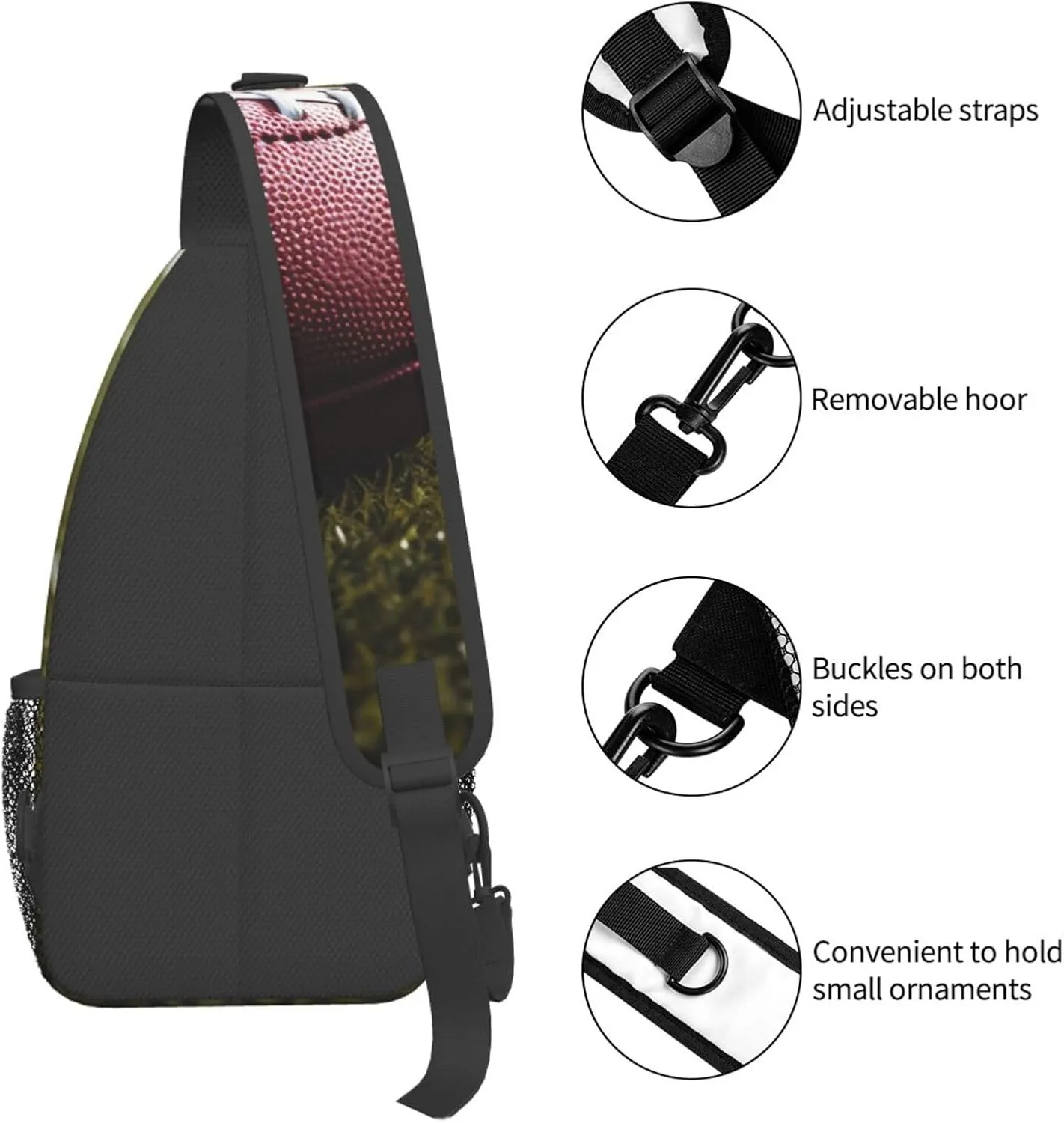 Cross Chest Bag Sling Backpack American Football Sling Bag Crossbody Shoulder Bag Travel Hiking Daypack