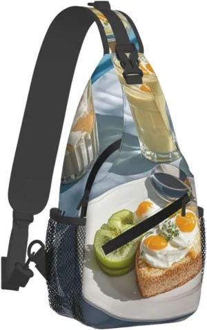 Crossbody Bag for Women Men Beautiful Breakfast Chest Bag Crossbody Sling Bag Adjustable Shoulder Bag