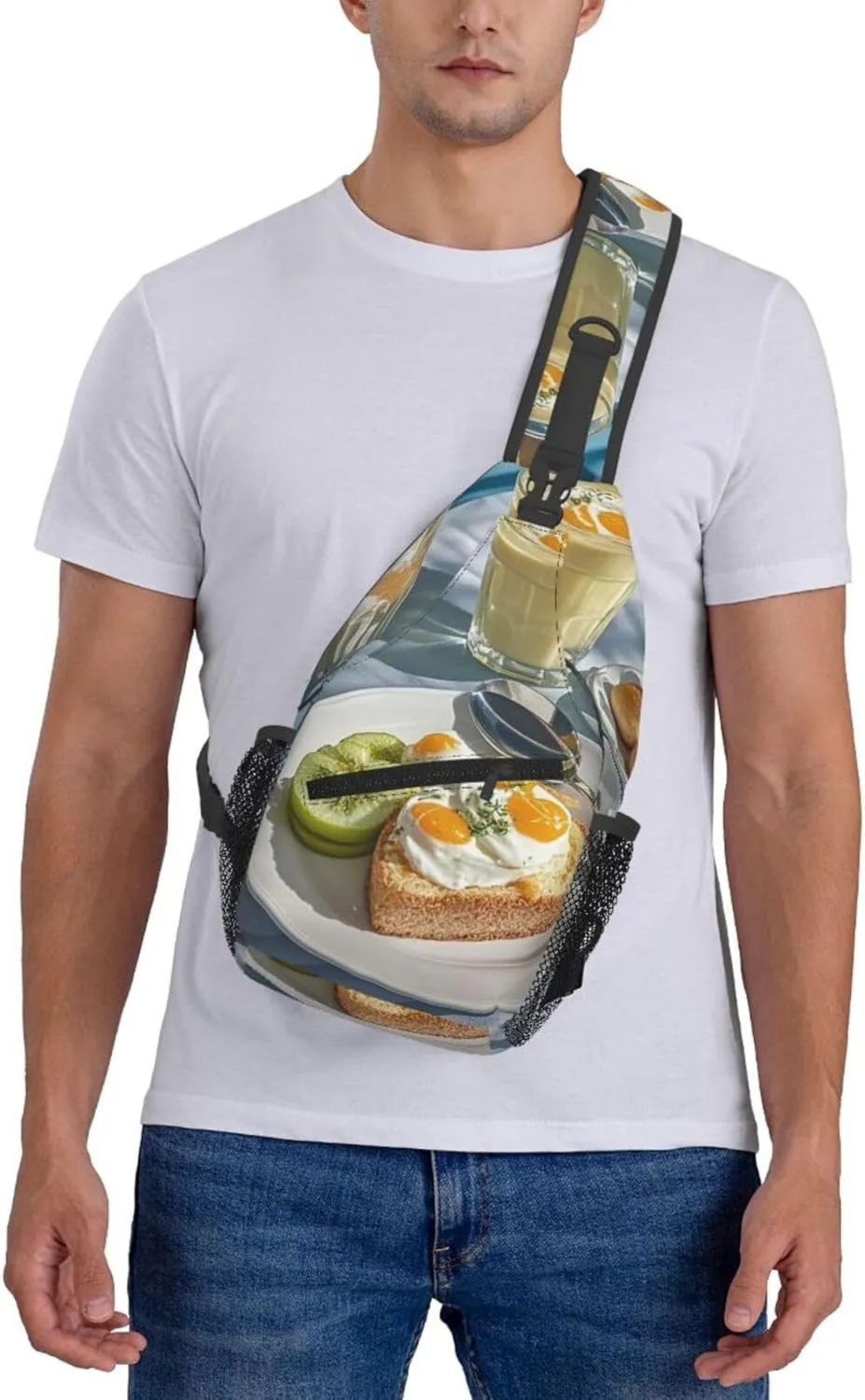 Crossbody Bag for Women Men Beautiful Breakfast Chest Bag Crossbody Sling Bag Adjustable Shoulder Bag