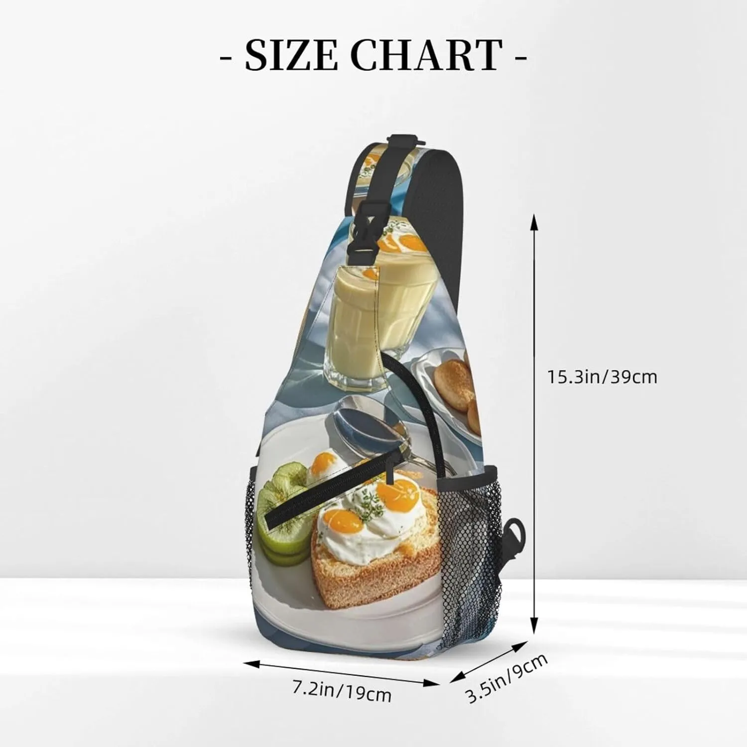Crossbody Bag for Women Men Beautiful Breakfast Chest Bag Crossbody Sling Bag Adjustable Shoulder Bag