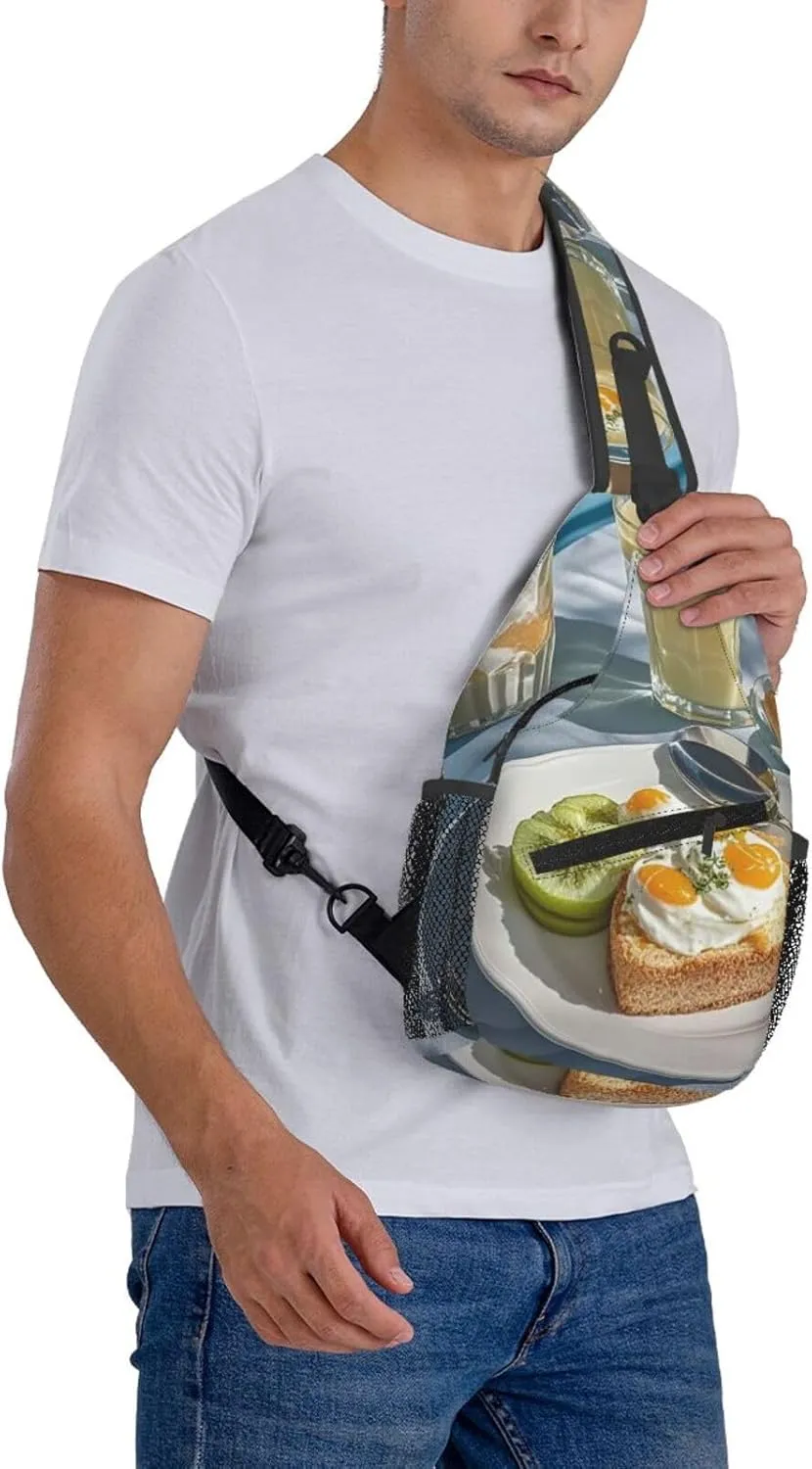 Crossbody Bag for Women Men Beautiful Breakfast Chest Bag Crossbody Sling Bag Adjustable Shoulder Bag