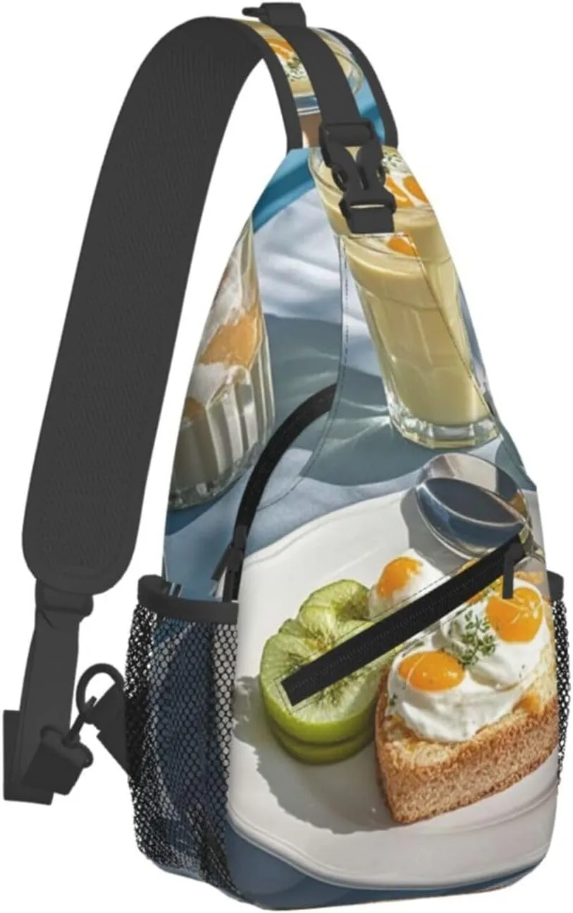 Crossbody Bag for Women Men Beautiful Breakfast Chest Bag Crossbody Sling Bag Adjustable Shoulder Bag