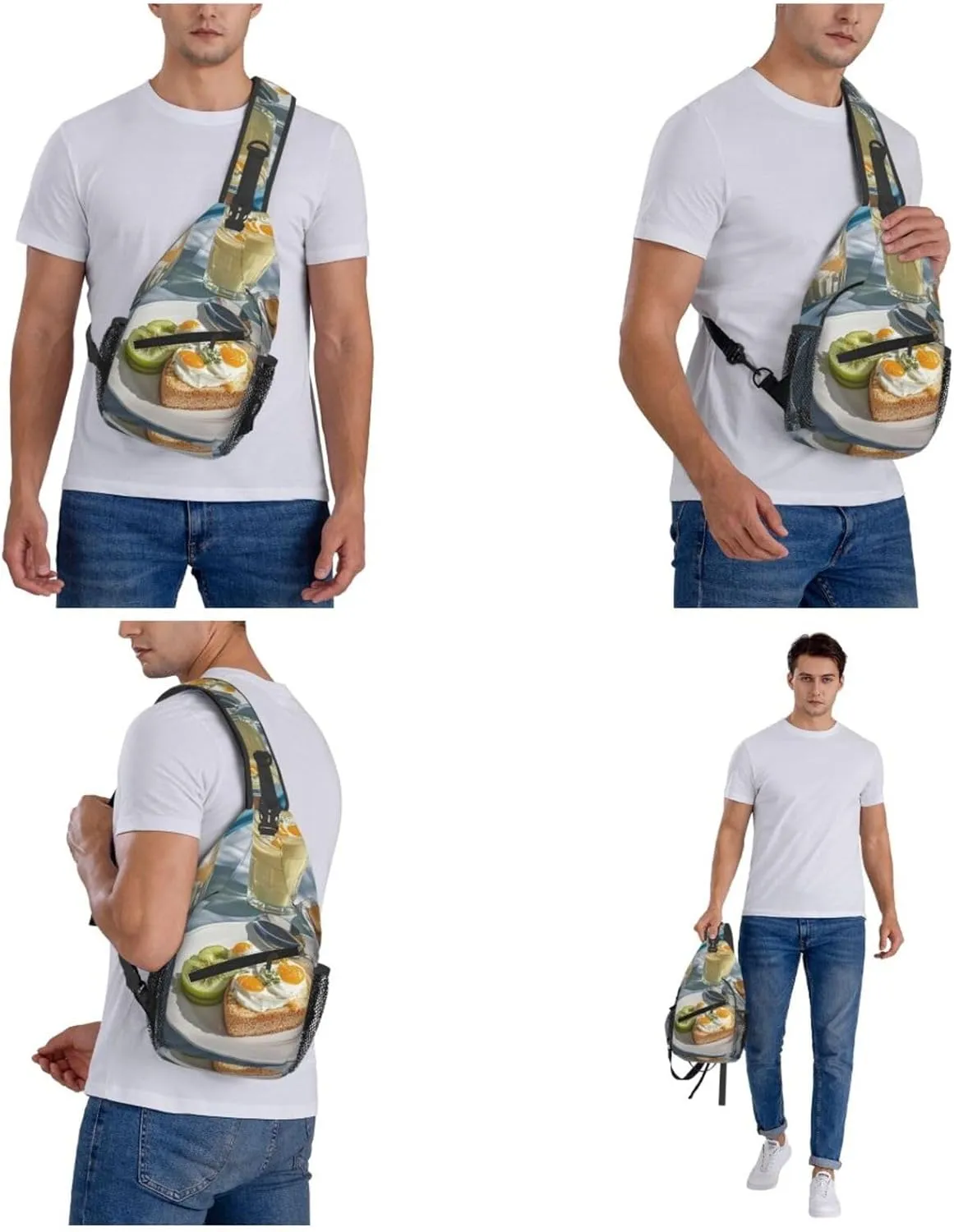 Crossbody Bag for Women Men Beautiful Breakfast Chest Bag Crossbody Sling Bag Adjustable Shoulder Bag