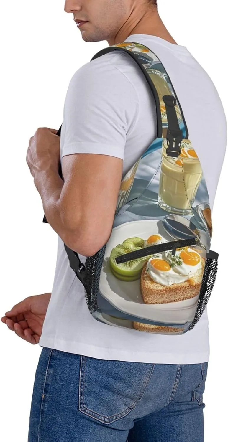 Crossbody Bag for Women Men Beautiful Breakfast Chest Bag Crossbody Sling Bag Adjustable Shoulder Bag