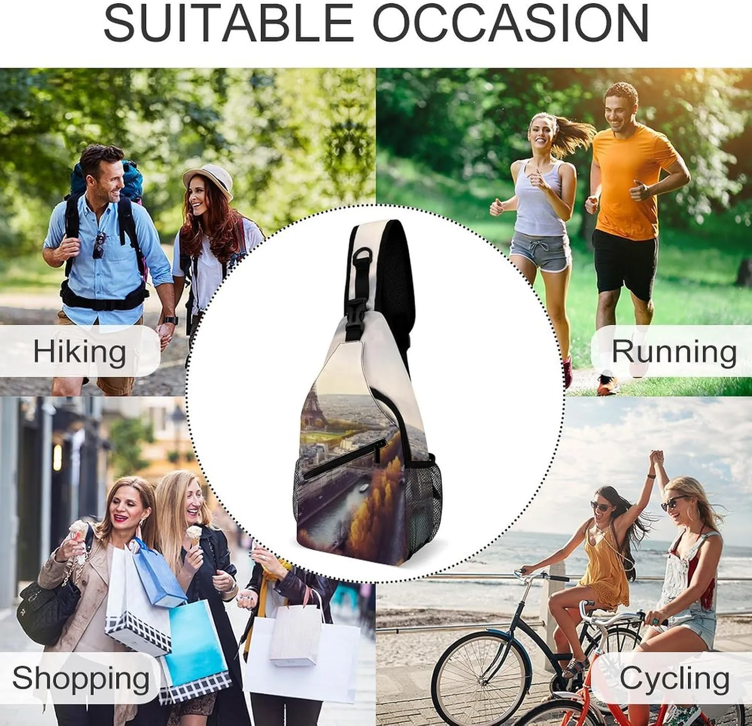 Crossbody Bag for Women Men Chest Bag Black And White Tiger Sling Bag Crossbody Shoulder Bag Sling Backpack