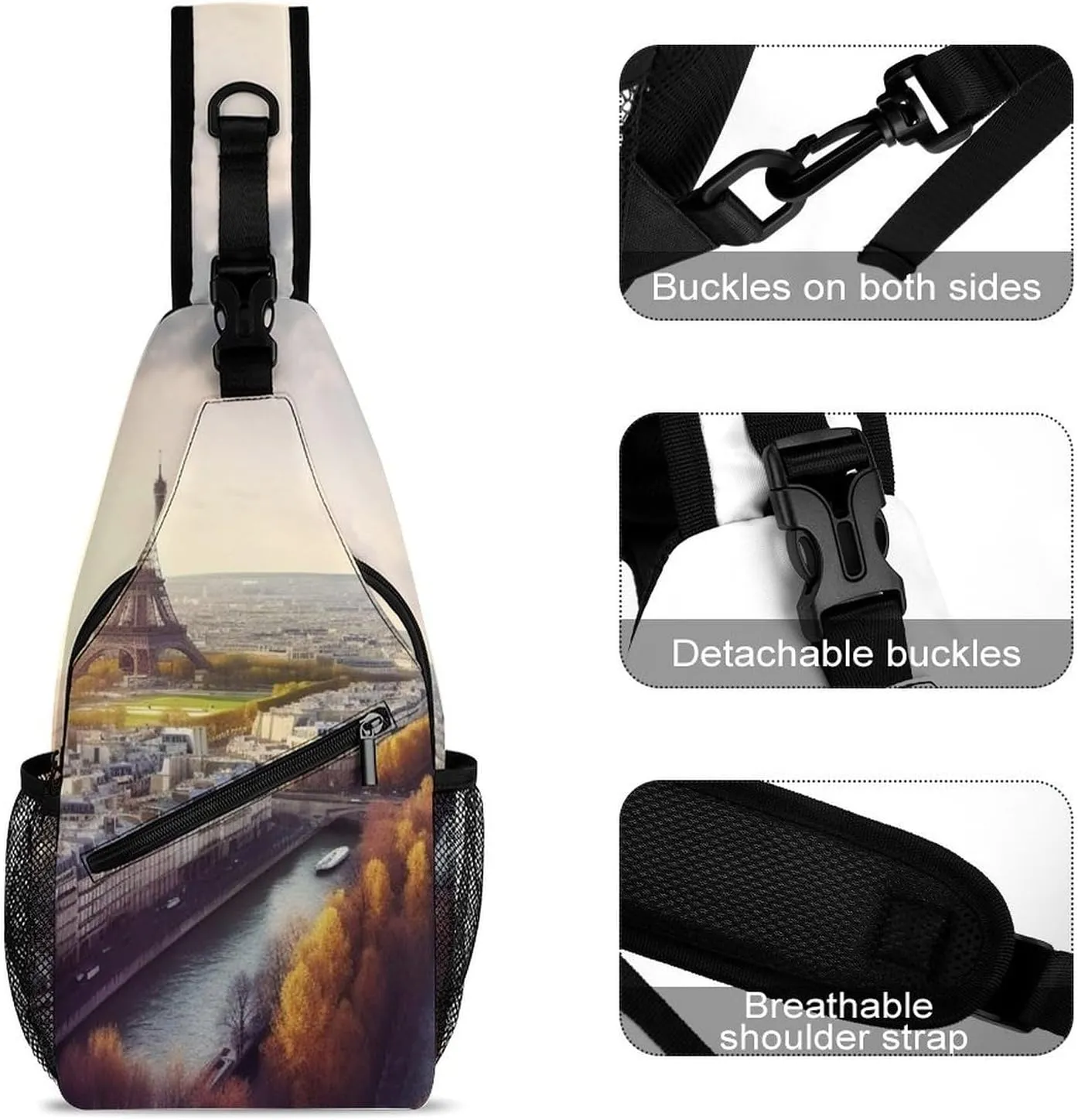 Crossbody Bag for Women Men Chest Bag Black And White Tiger Sling Bag Crossbody Shoulder Bag Sling Backpack