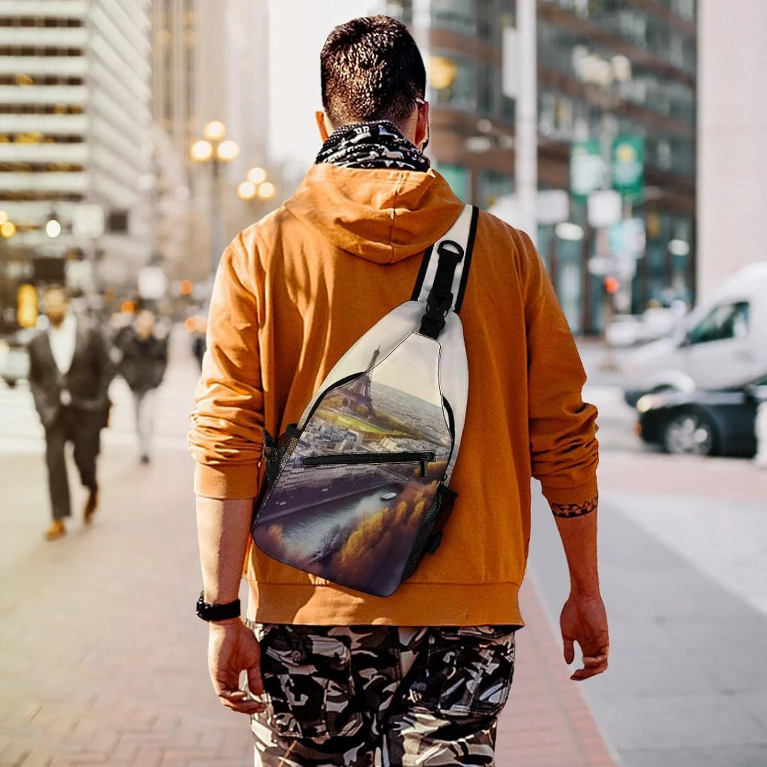 Crossbody Bag for Women Men Chest Bag Black And White Tiger Sling Bag Crossbody Shoulder Bag Sling Backpack