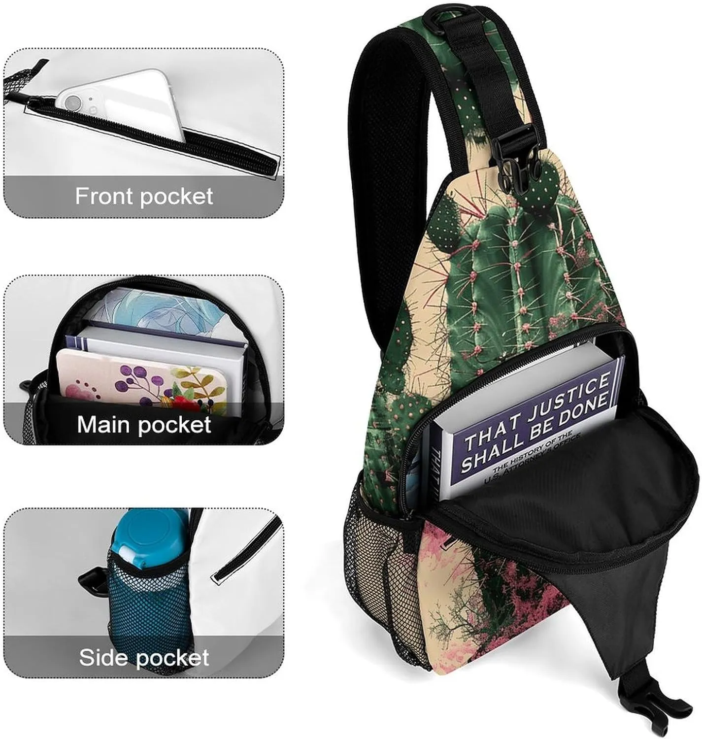 Crossbody Bag for Women Men Chest Bag Cactus And Plants Sling Bag Crossbody Shoulder Bag Sling Backpack