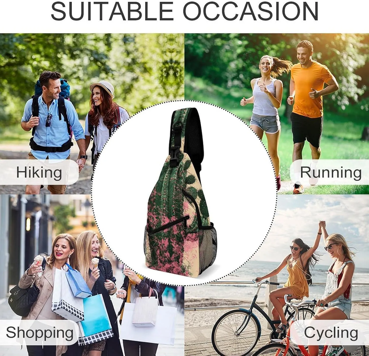 Crossbody Bag for Women Men Chest Bag Cactus And Plants Sling Bag Crossbody Shoulder Bag Sling Backpack