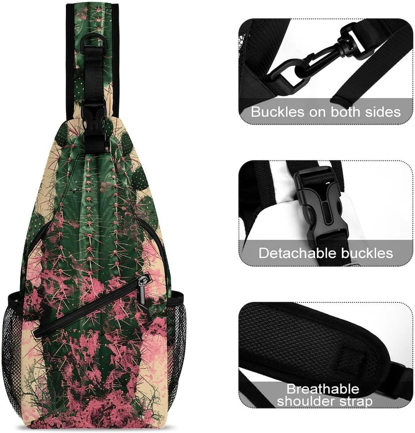 Crossbody Bag for Women Men Chest Bag Cactus And Plants Sling Bag Crossbody Shoulder Bag Sling Backpack