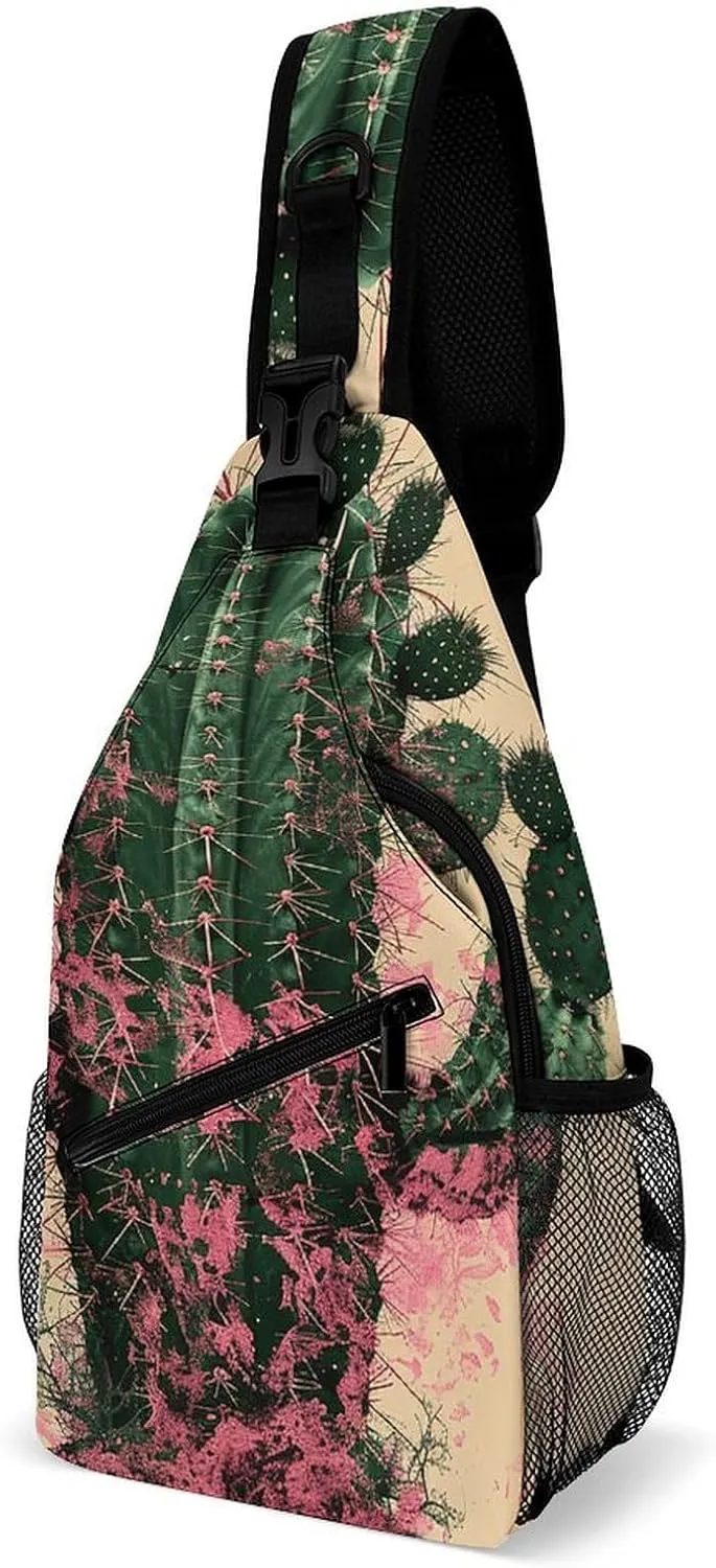 Crossbody Bag for Women Men Chest Bag Cactus And Plants Sling Bag Crossbody Shoulder Bag Sling Backpack