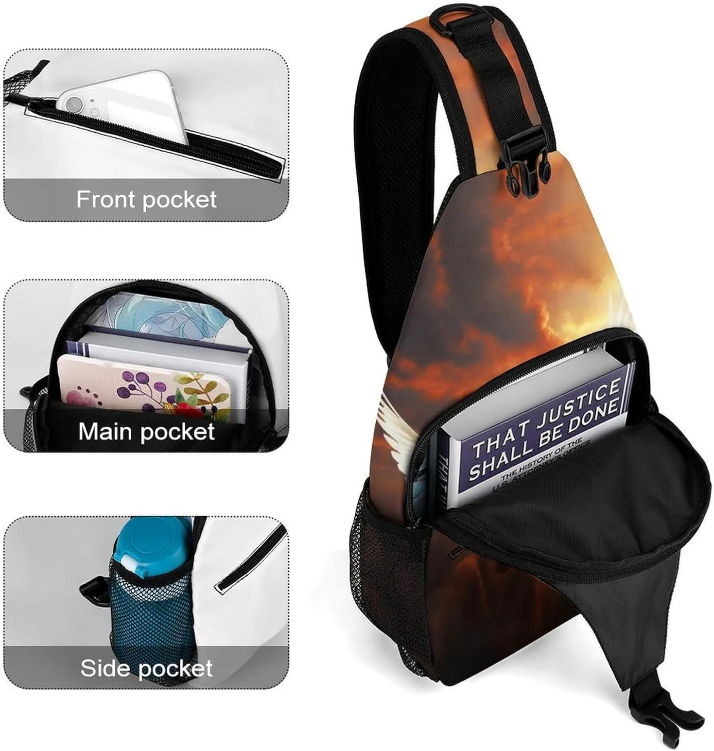 Crossbody Bag for Women Men Chest Bag Flying Dragon Sling Bag Crossbody Shoulder Bag Sling Backpack