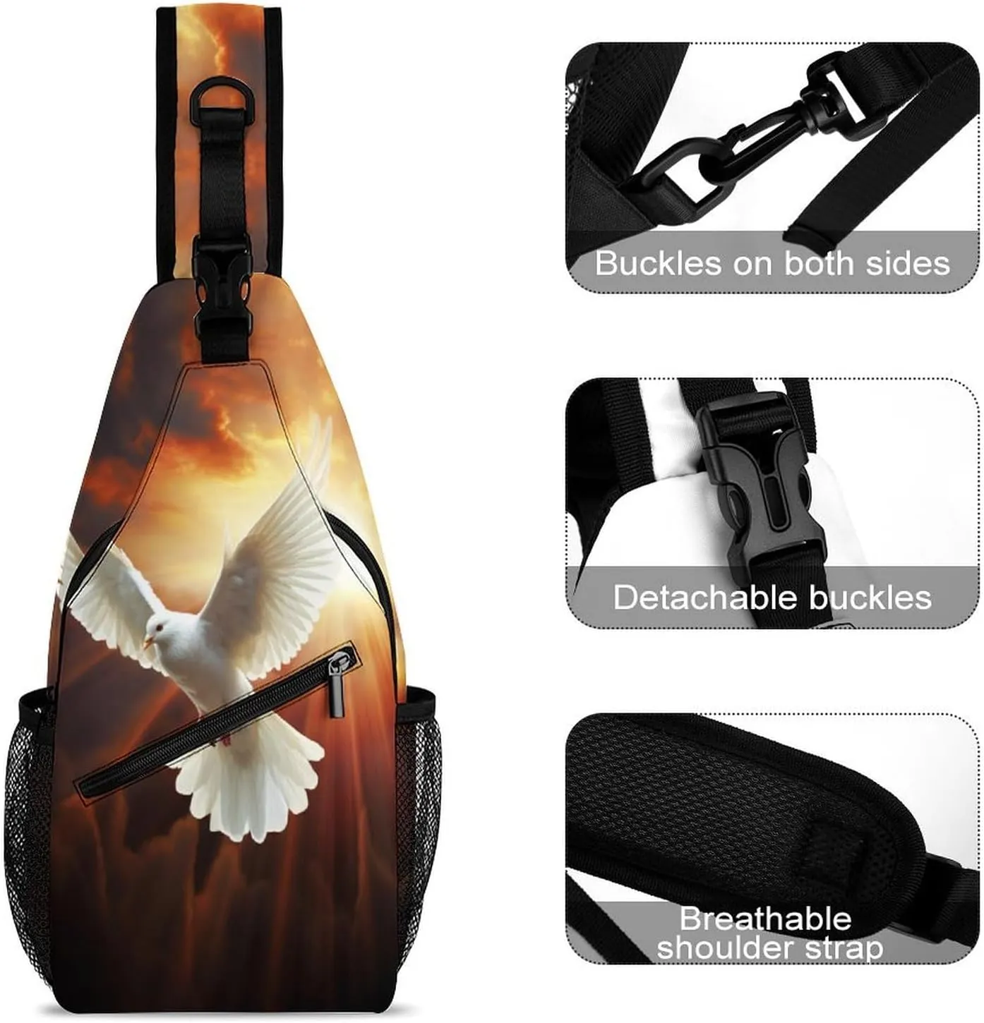 Crossbody Bag for Women Men Chest Bag Flying Dragon Sling Bag Crossbody Shoulder Bag Sling Backpack