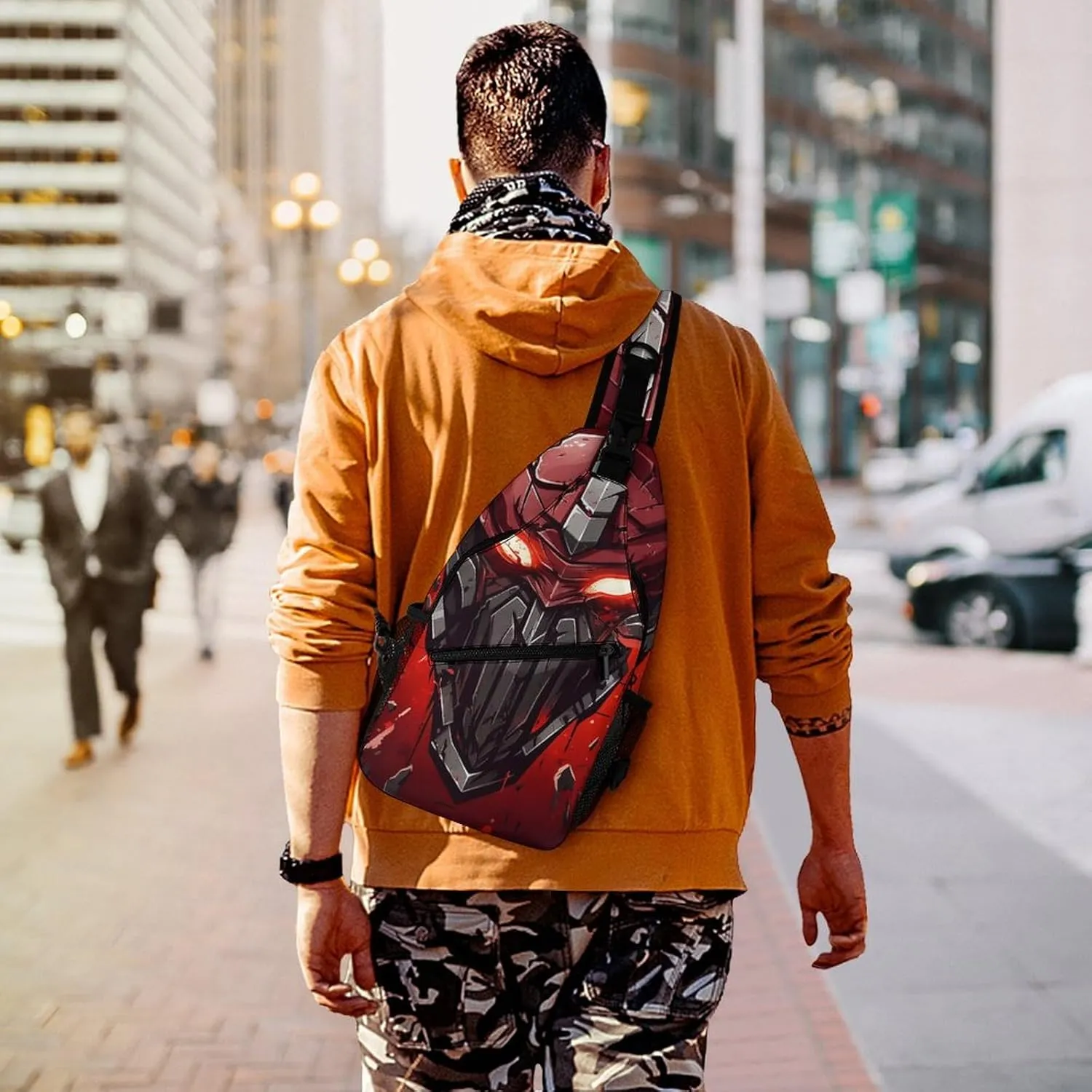 Crossbody Bag for Women Men Chest Bag Spartan Warrior Helmet Sling Bag Crossbody Shoulder Bag Sling Backpack