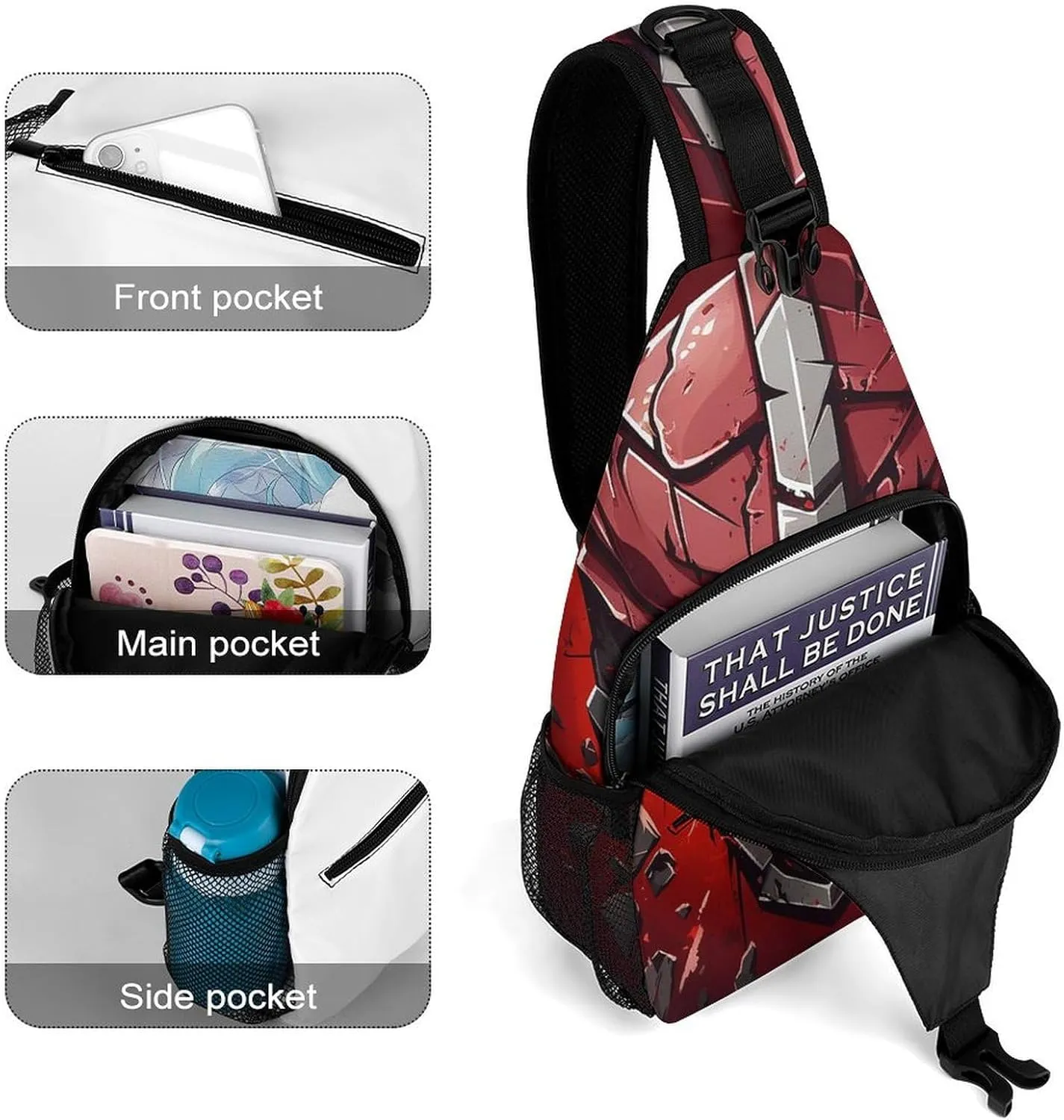 Crossbody Bag for Women Men Chest Bag Spartan Warrior Helmet Sling Bag Crossbody Shoulder Bag Sling Backpack