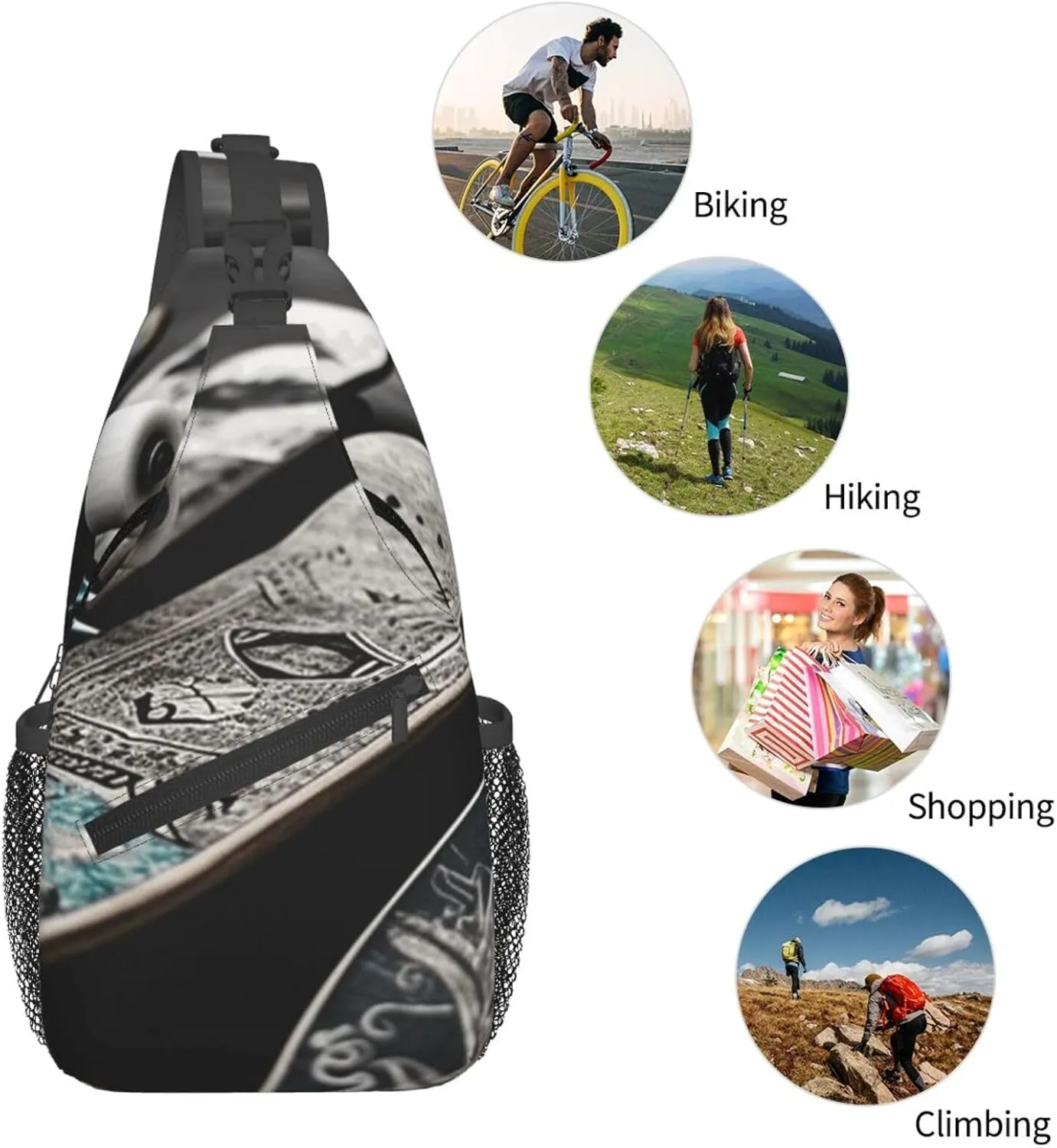 Crossbody Bag for Women Men Skate boards_79046072 Chest Bag Crossbody Sling Bag Adjustable Shoulder Bag