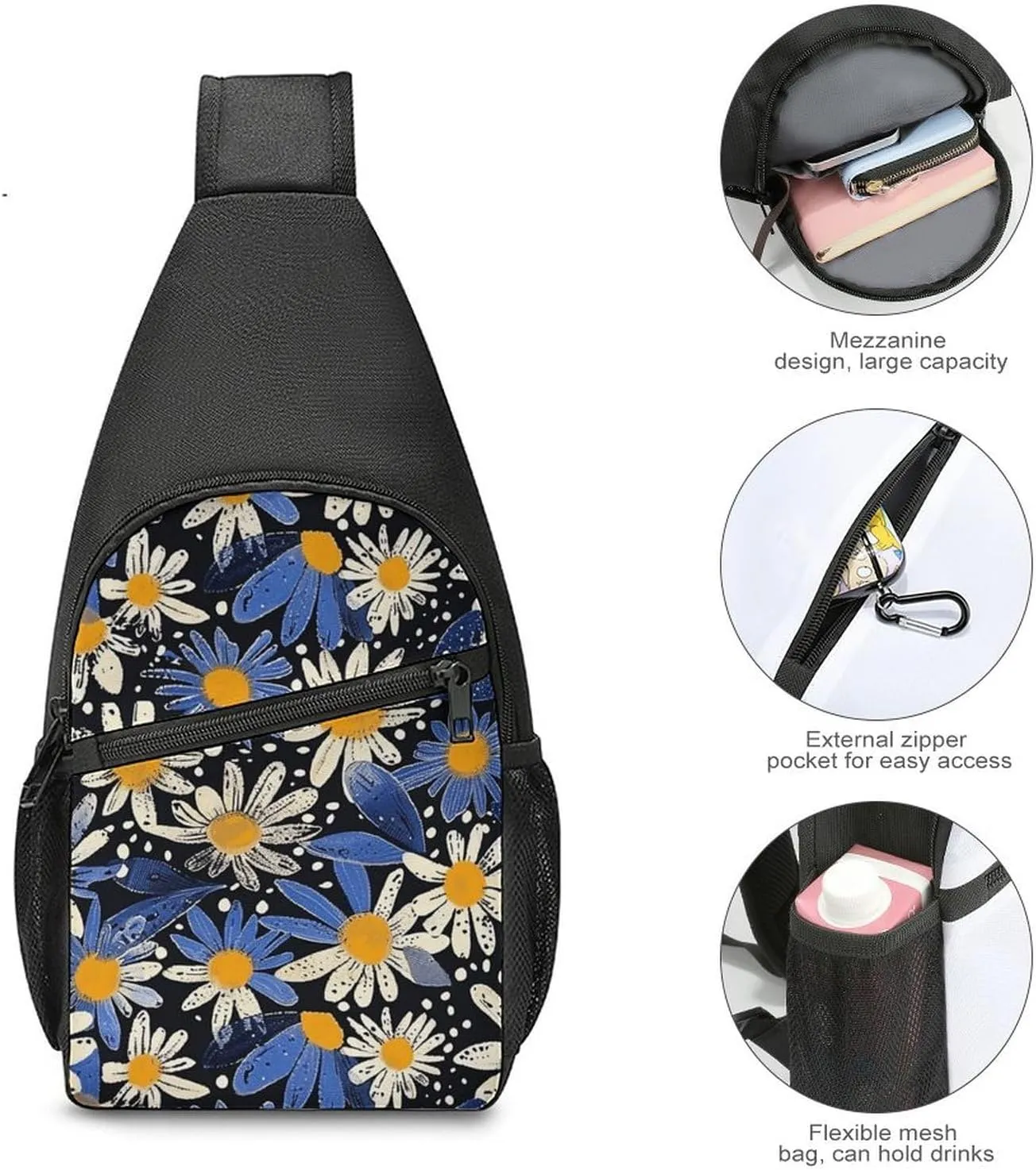 Crossbody Bag for Women Men Sling Bag A Hand Drawn Tiger Chest Bag Crossbody Adjustable Shoulder Bag