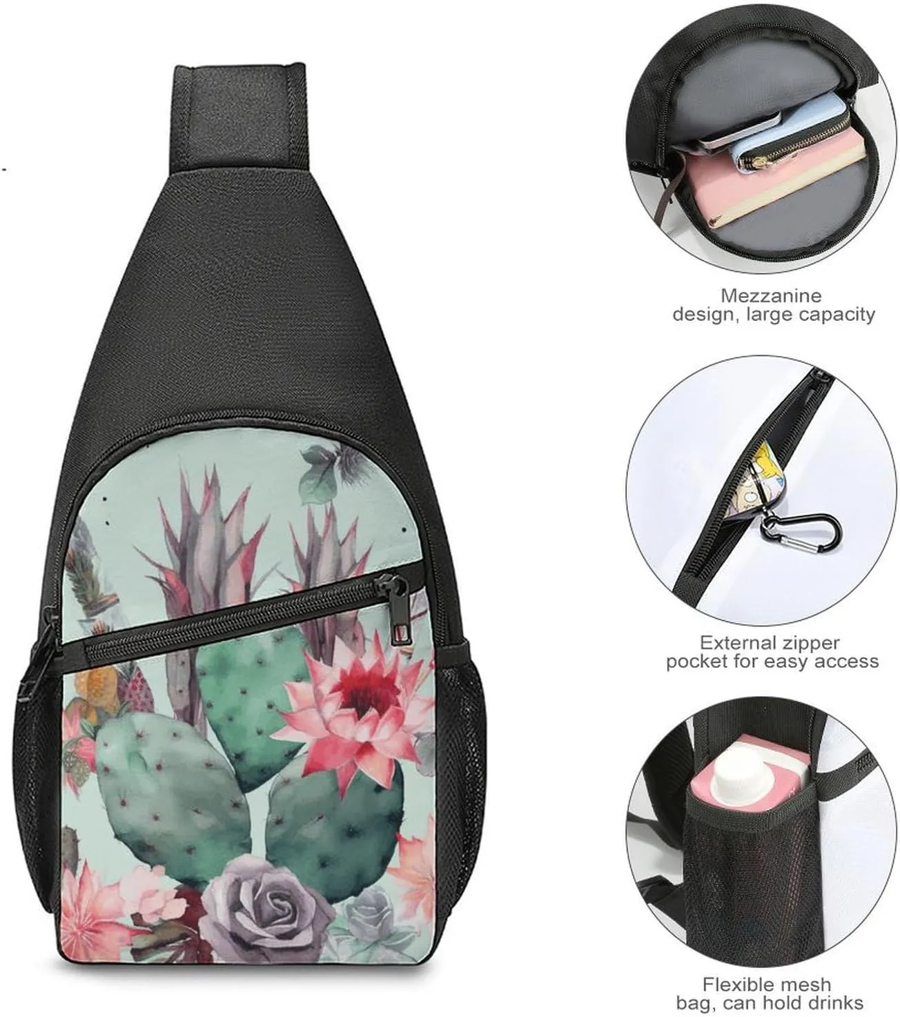 Crossbody Bag for Women Men Sling Bag Christmas Deer Chest Bag Crossbody Adjustable Shoulder Bag