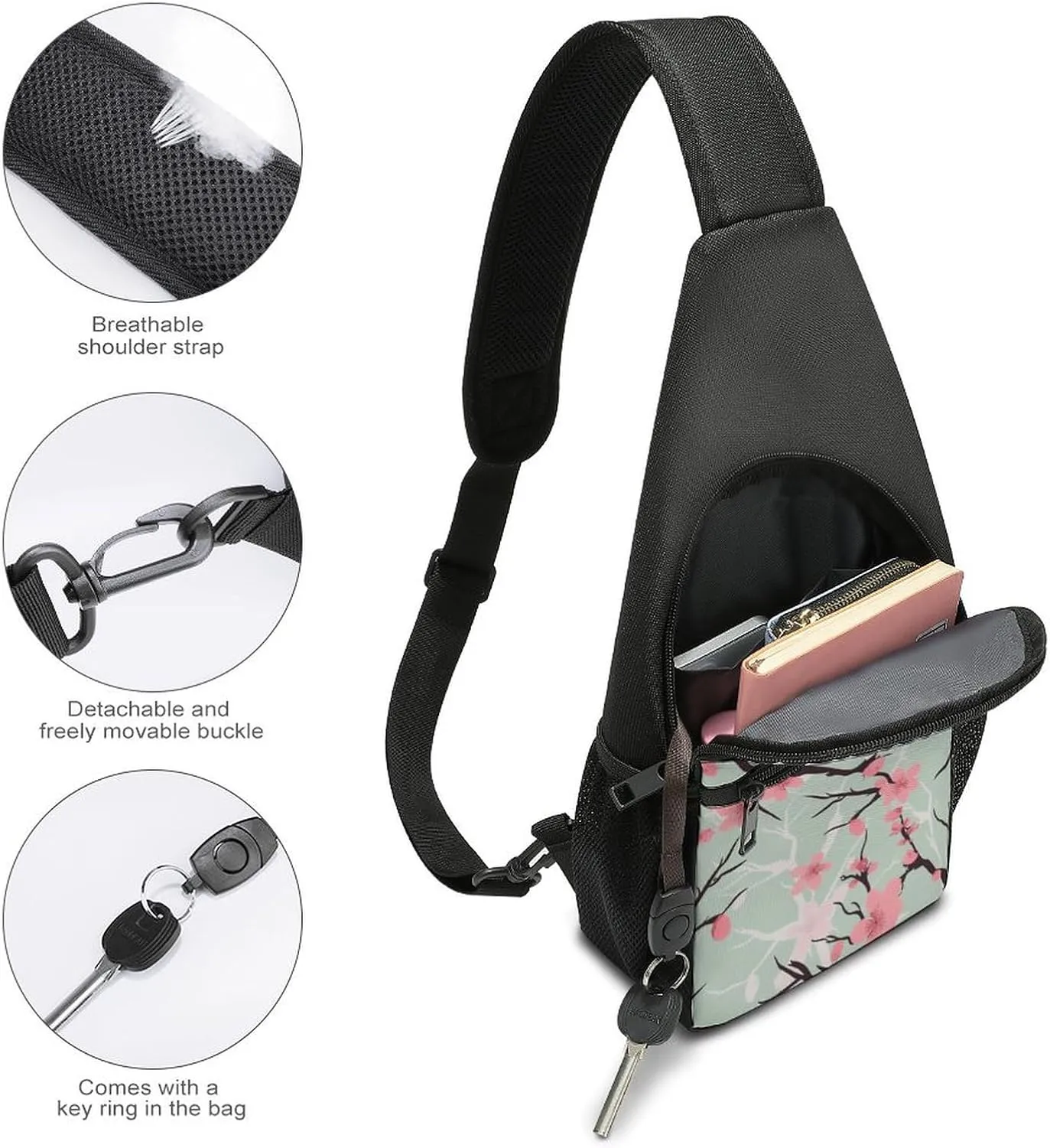 Crossbody Bag for Women Men Sling Bag Christmas Deer Chest Bag Crossbody Adjustable Shoulder Bag
