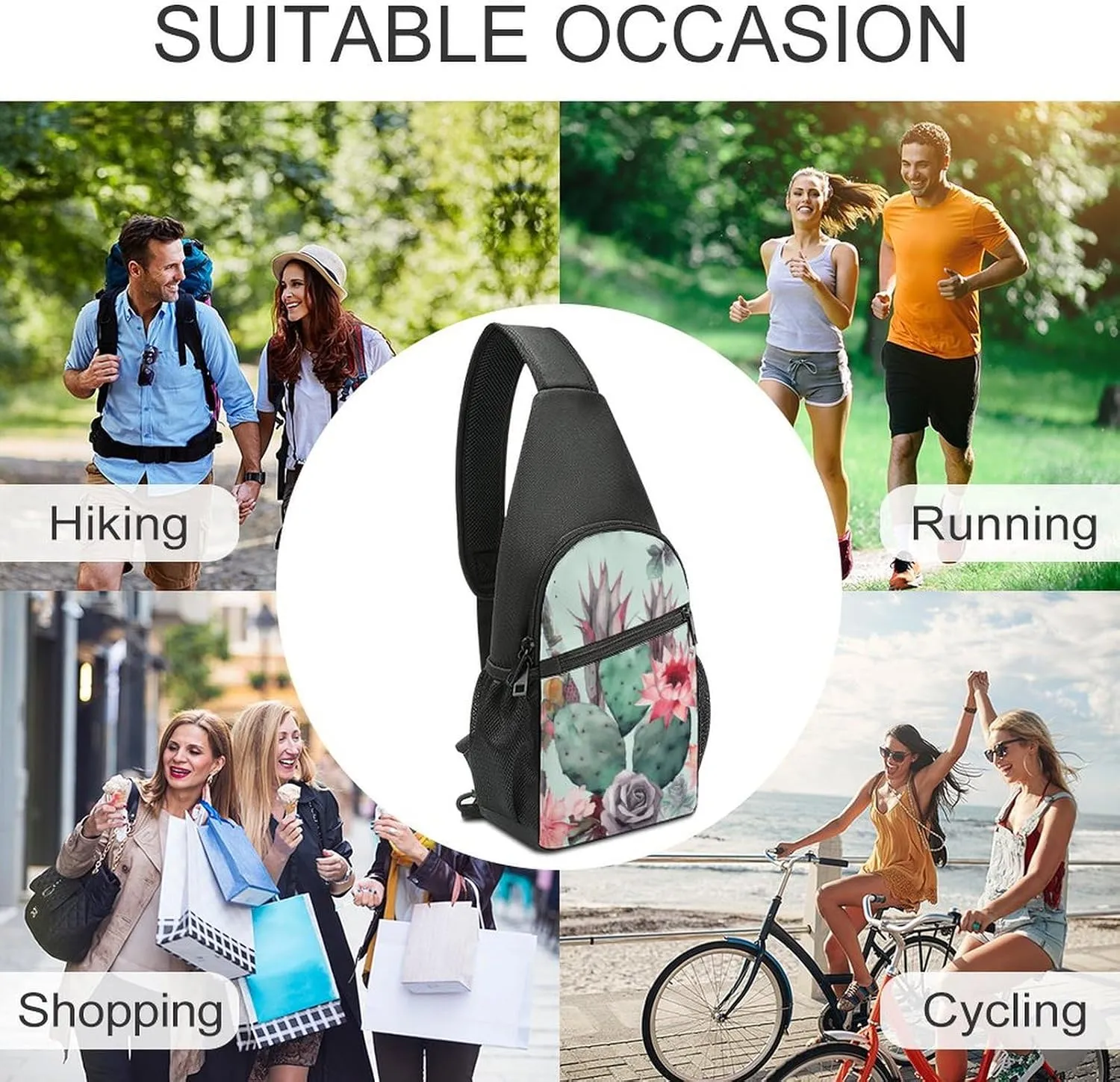 Crossbody Bag for Women Men Sling Bag Christmas Deer Chest Bag Crossbody Adjustable Shoulder Bag