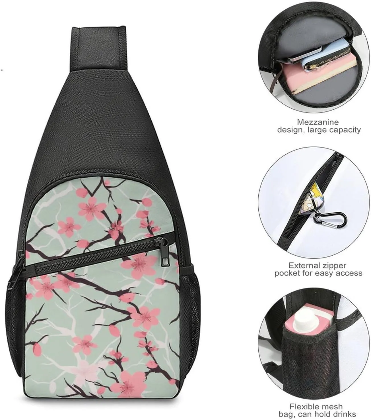 Crossbody Bag for Women Men Sling Bag Christmas Deer Chest Bag Crossbody Adjustable Shoulder Bag