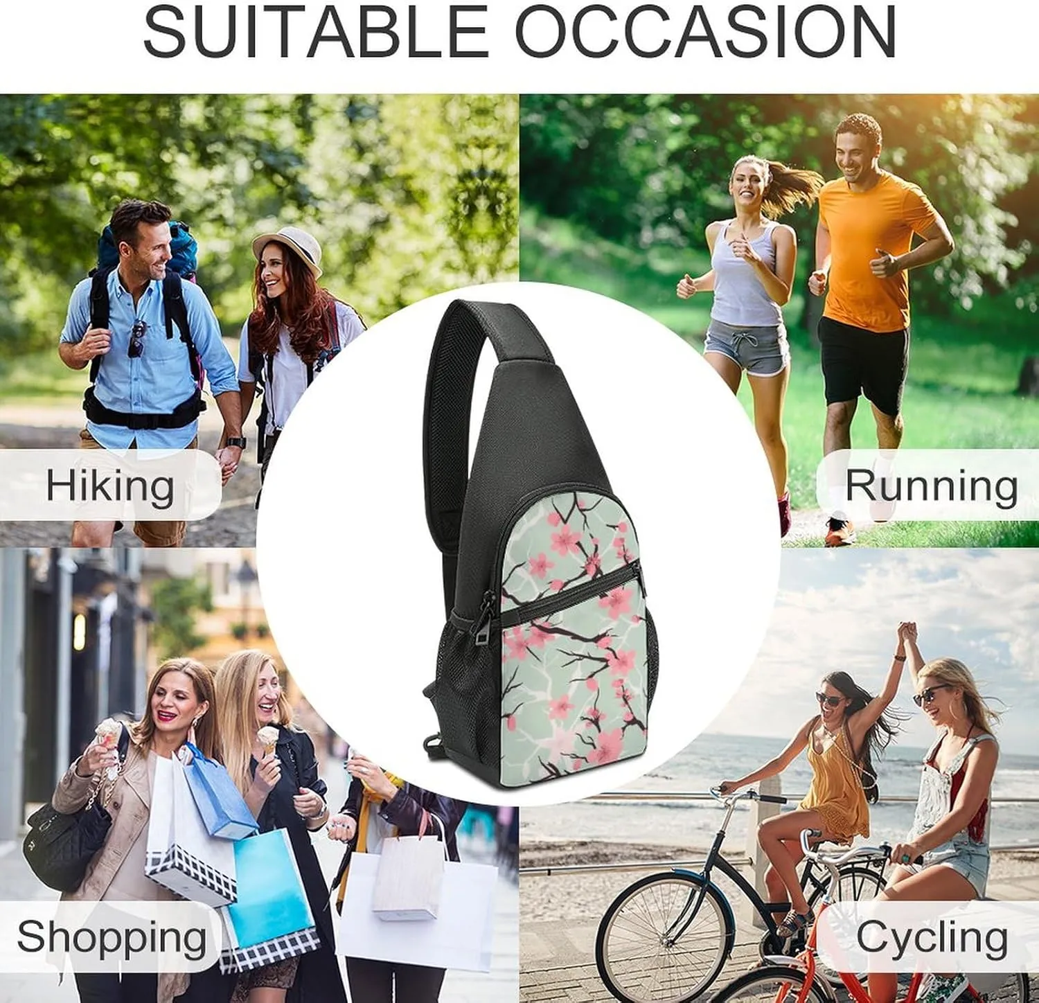 Crossbody Bag for Women Men Sling Bag Christmas Deer Chest Bag Crossbody Adjustable Shoulder Bag