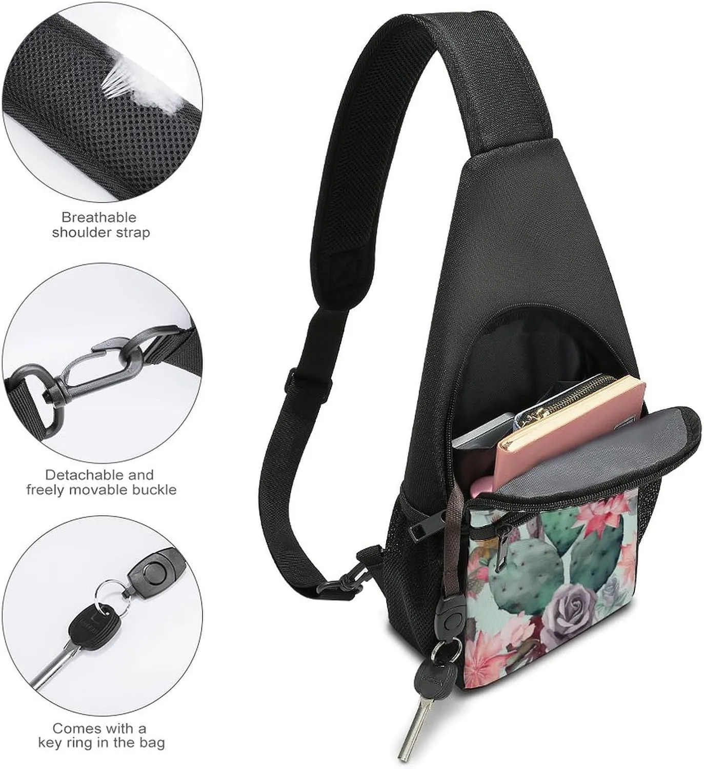 Crossbody Bag for Women Men Sling Bag Christmas Deer Chest Bag Crossbody Adjustable Shoulder Bag