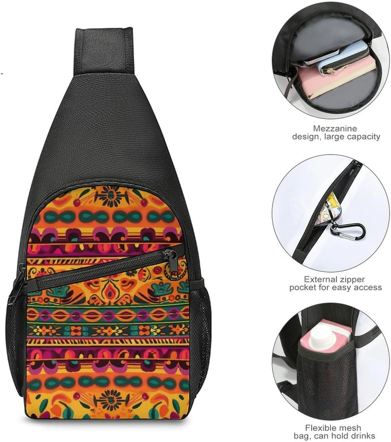 Crossbody Bag for Women Men Sling Bag Music Studio Chest Bag Crossbody Adjustable Shoulder Bag