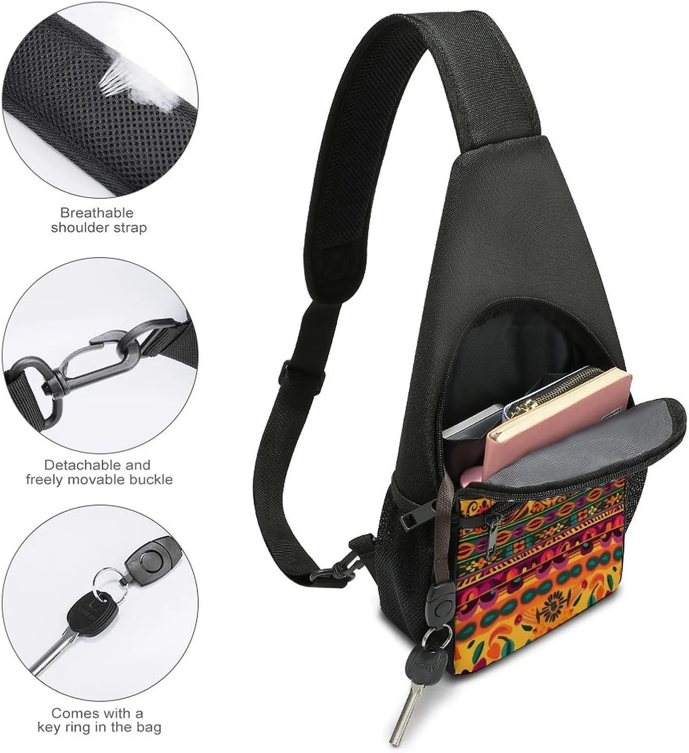 Crossbody Bag for Women Men Sling Bag Music Studio Chest Bag Crossbody Adjustable Shoulder Bag
