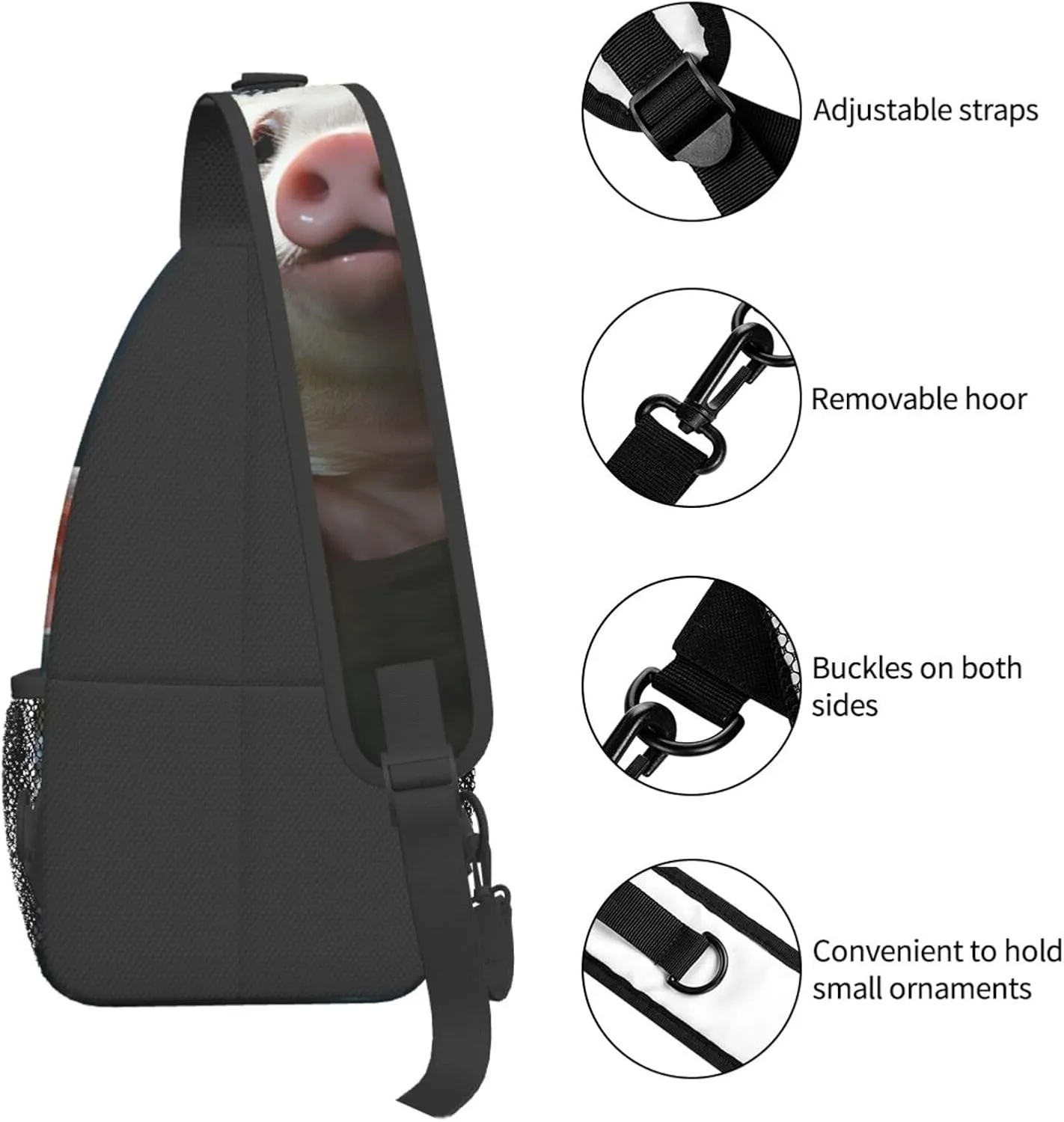 Crossbody Bag for Women Men Swimming Pig Chest Bag Crossbody Sling Bag Adjustable Shoulder Bag