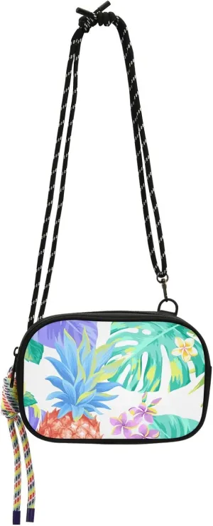Crossbody Bag Tropical Pattern with Pineapples Cell Phone Purse Wallet with Credit Card Slots Multicolor Handbag with Adjustable Strap Fits Phone Keys And More