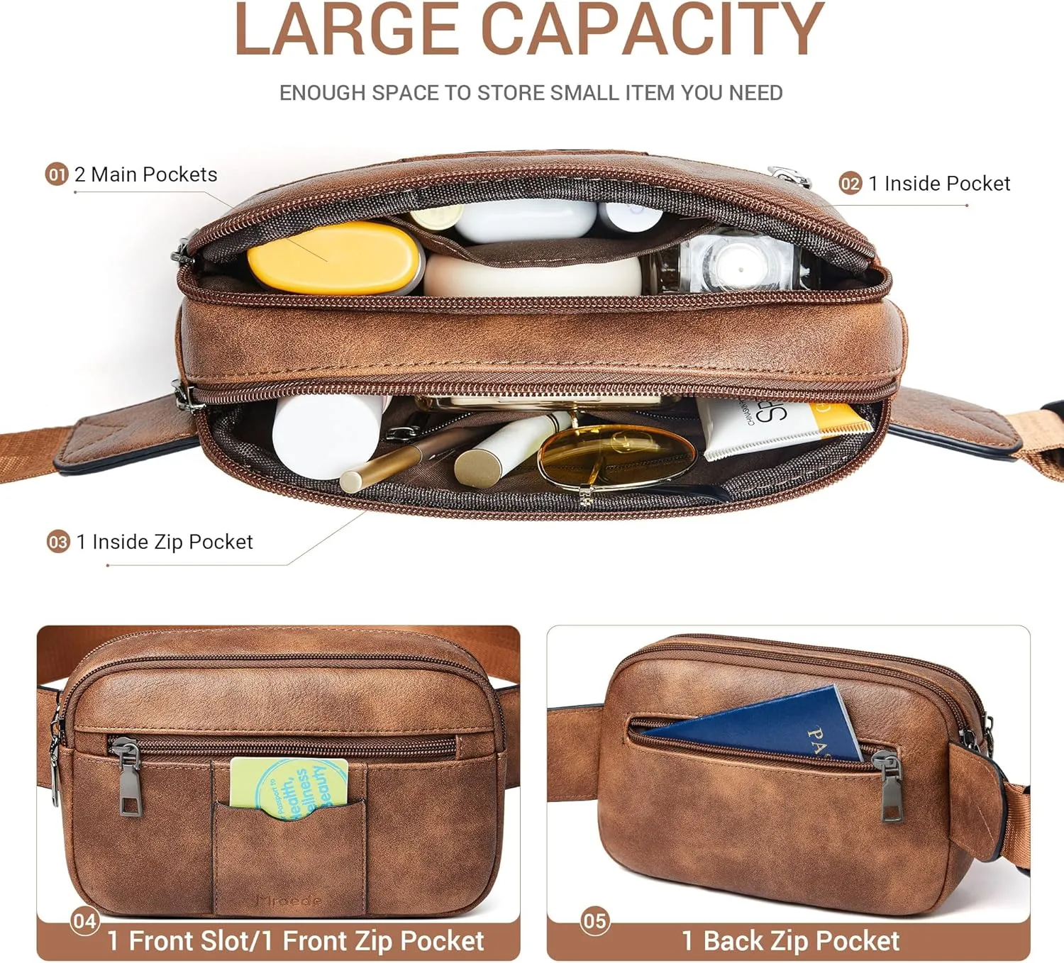 Crossbody Bags for Women Men Sling Bag 5 Pockets Fanny Pack Sling Backpack Chest Daypack Travel Purse Anti Theft